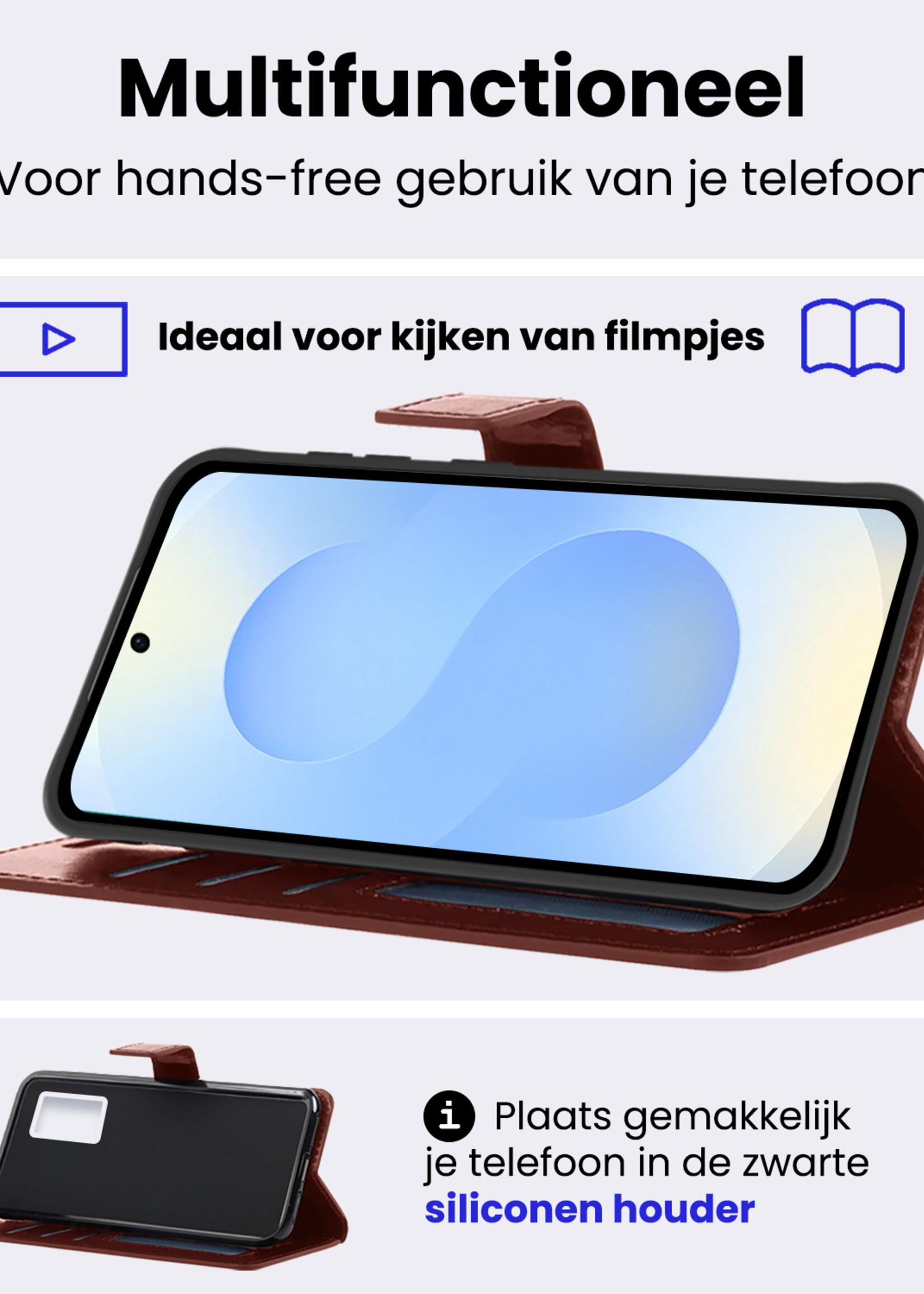 BTH BTH Samsung Galaxy S25 Hoesje Bookcase Met Screenprotector - Bruin