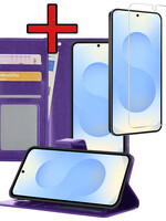 BTH BTH Samsung Galaxy S25 Hoesje Bookcase Met Screenprotector - Paars