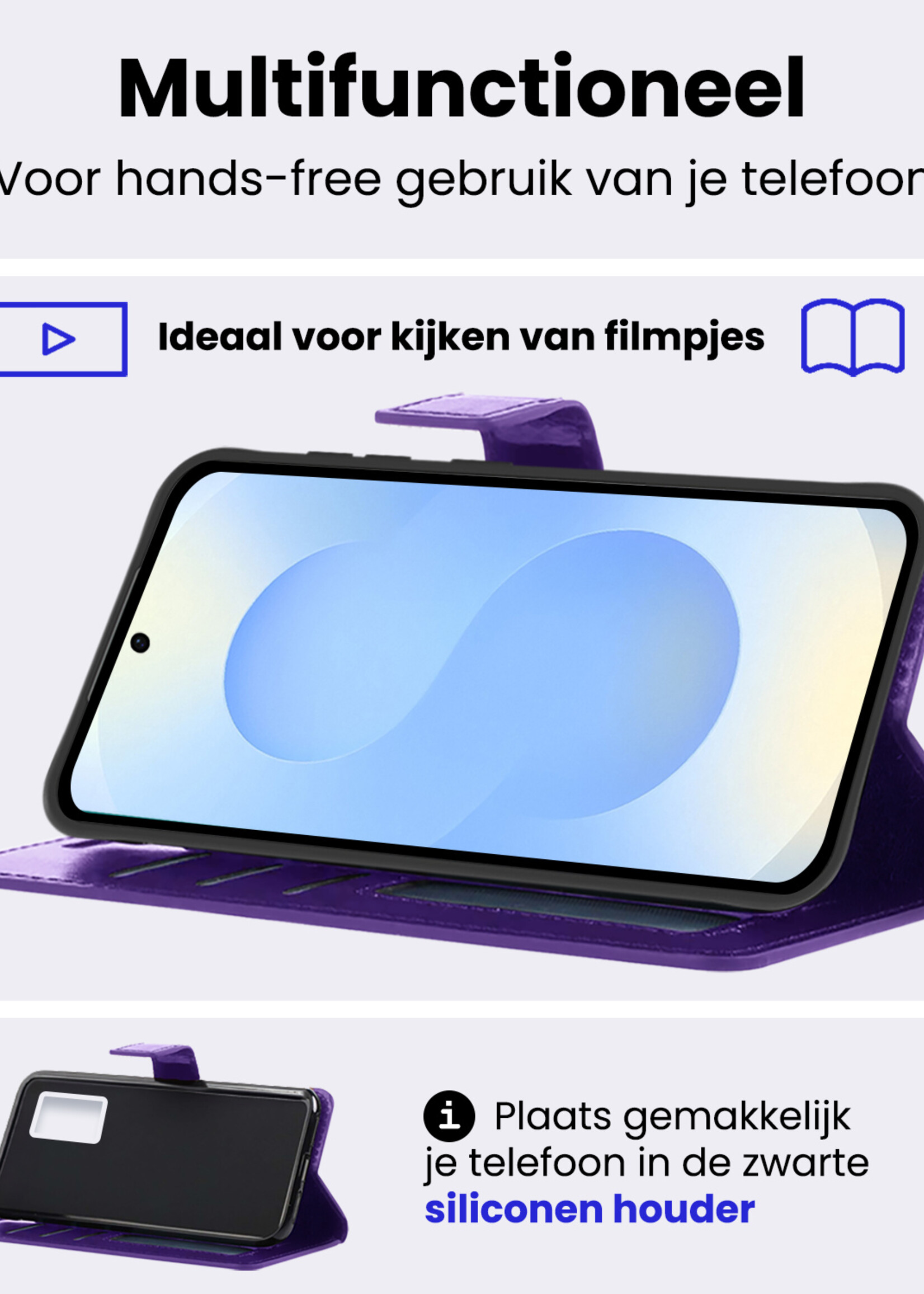 BTH BTH Samsung Galaxy S25 Hoesje Bookcase Met Screenprotector - Paars