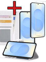 BTH BTH Samsung Galaxy S25 Hoesje Bookcase Met Screenprotector - Wit