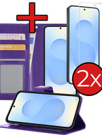 BTH BTH Samsung Galaxy S25 Hoesje Bookcase Met 2x Screenprotector - Paars
