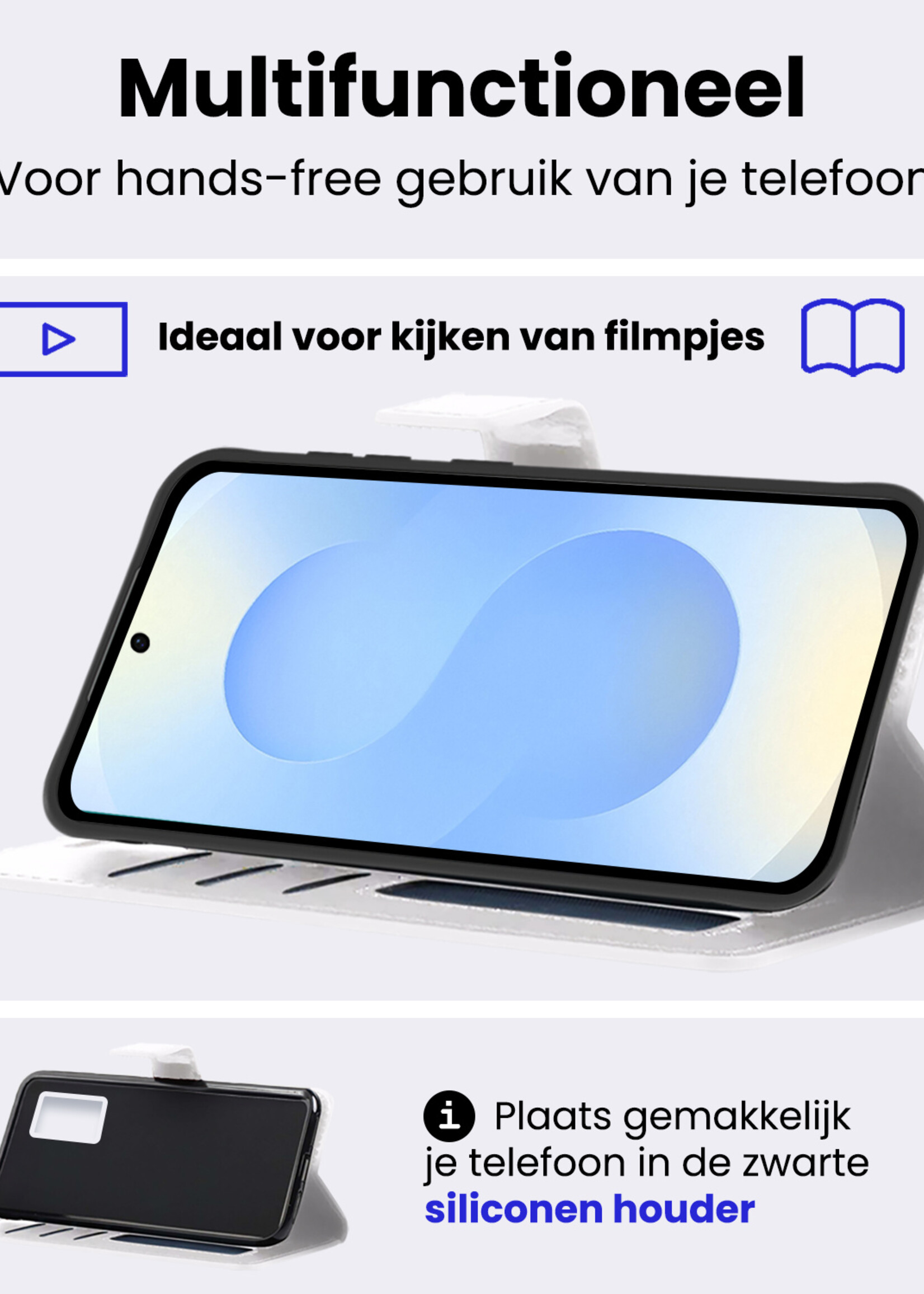 BTH BTH Samsung Galaxy S25 Hoesje Bookcase Met 2x Screenprotector - Wit