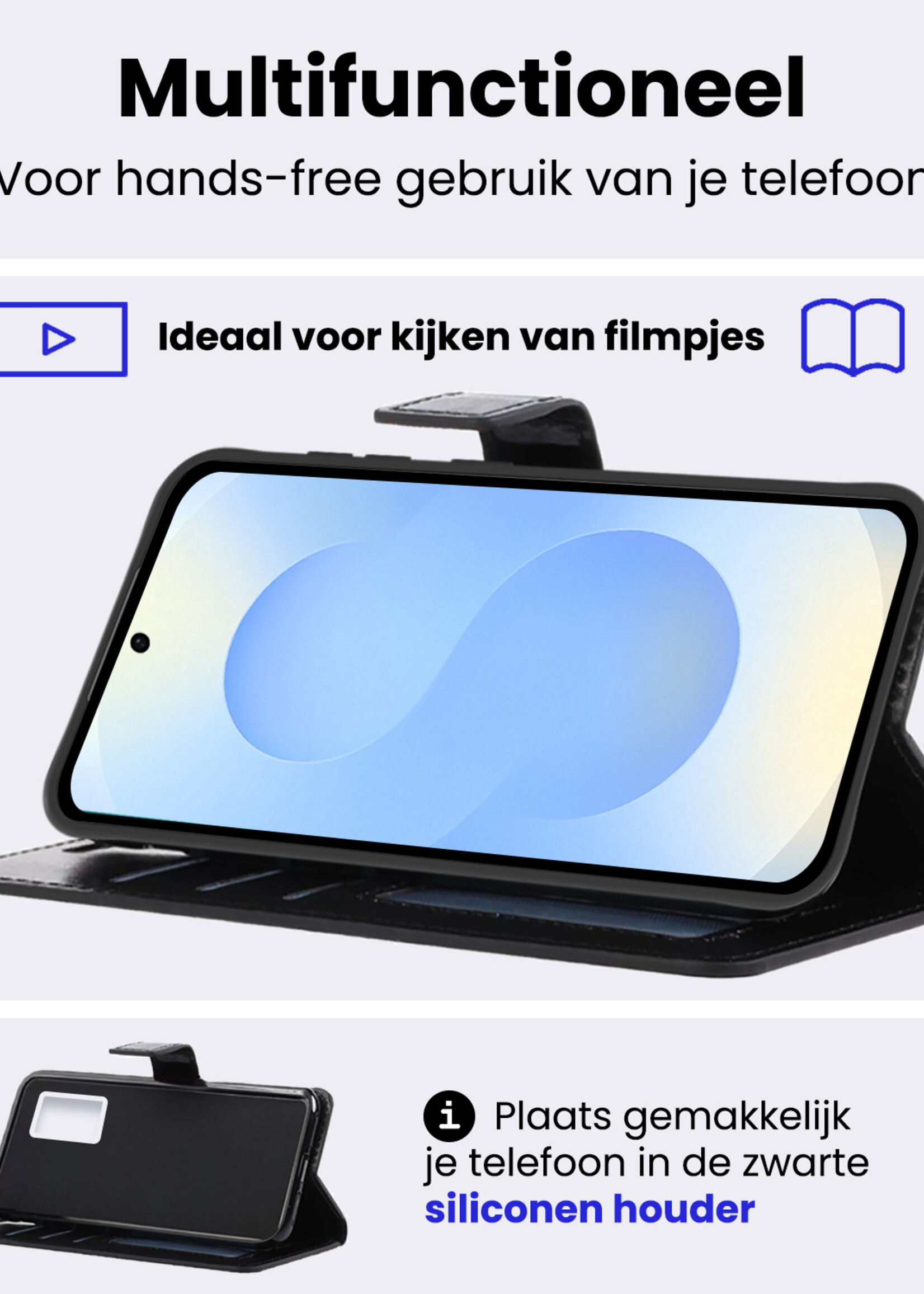 BTH BTH Samsung Galaxy S25 Hoesje Bookcase Met 2x Screenprotector - Zwart