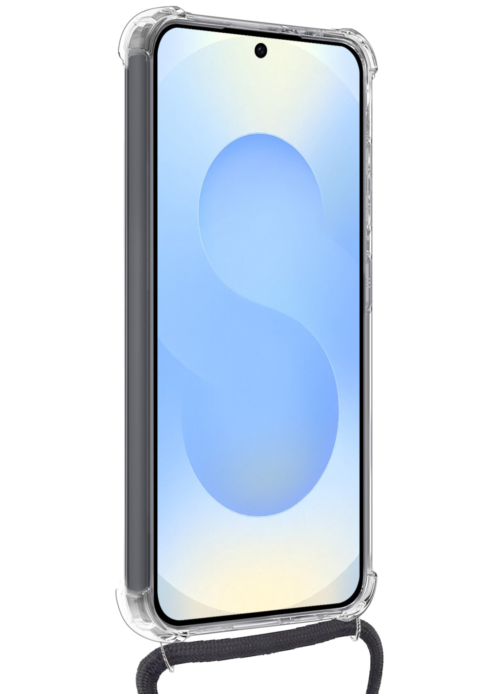 BTH BTH Samsung Galaxy S25 Plus Hoesje Pashouder met Koord Met 2x Screenprotector