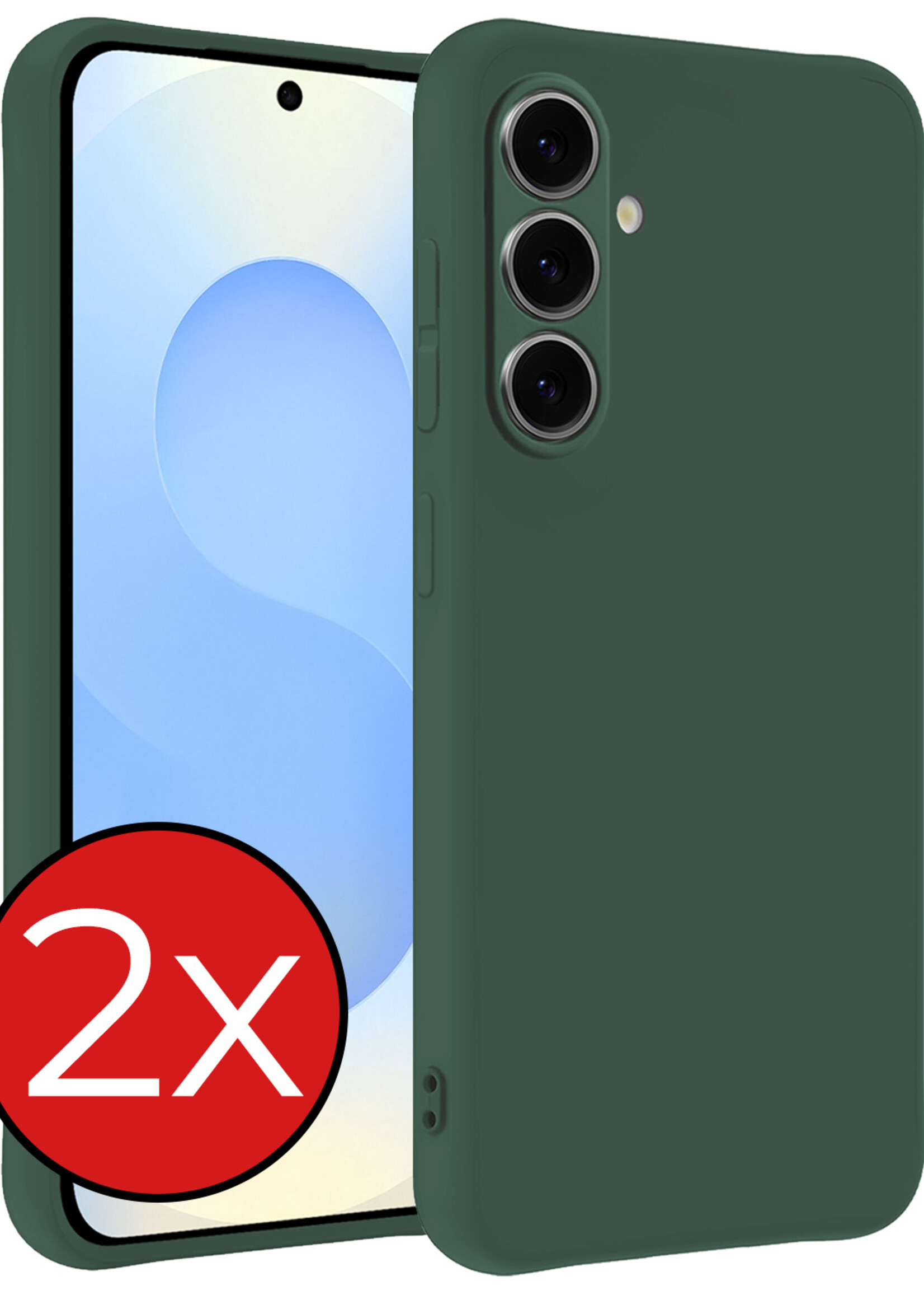 BTH BTH Samsung Galaxy S25 Plus Hoesje Siliconen - Donkergroen - 2 PACK