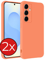 BTH BTH Samsung Galaxy S25 Plus Hoesje Siliconen - Perzik - 2 PACK