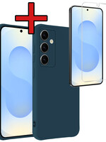 BTH BTH Samsung Galaxy S25 Plus Hoesje Siliconen Met Screenprotector - Donkerblauw