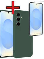 BTH BTH Samsung Galaxy S25 Plus Hoesje Siliconen Met Screenprotector - Donkergroen