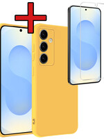 BTH BTH Samsung Galaxy S25 Plus Hoesje Siliconen Met Screenprotector - Geel