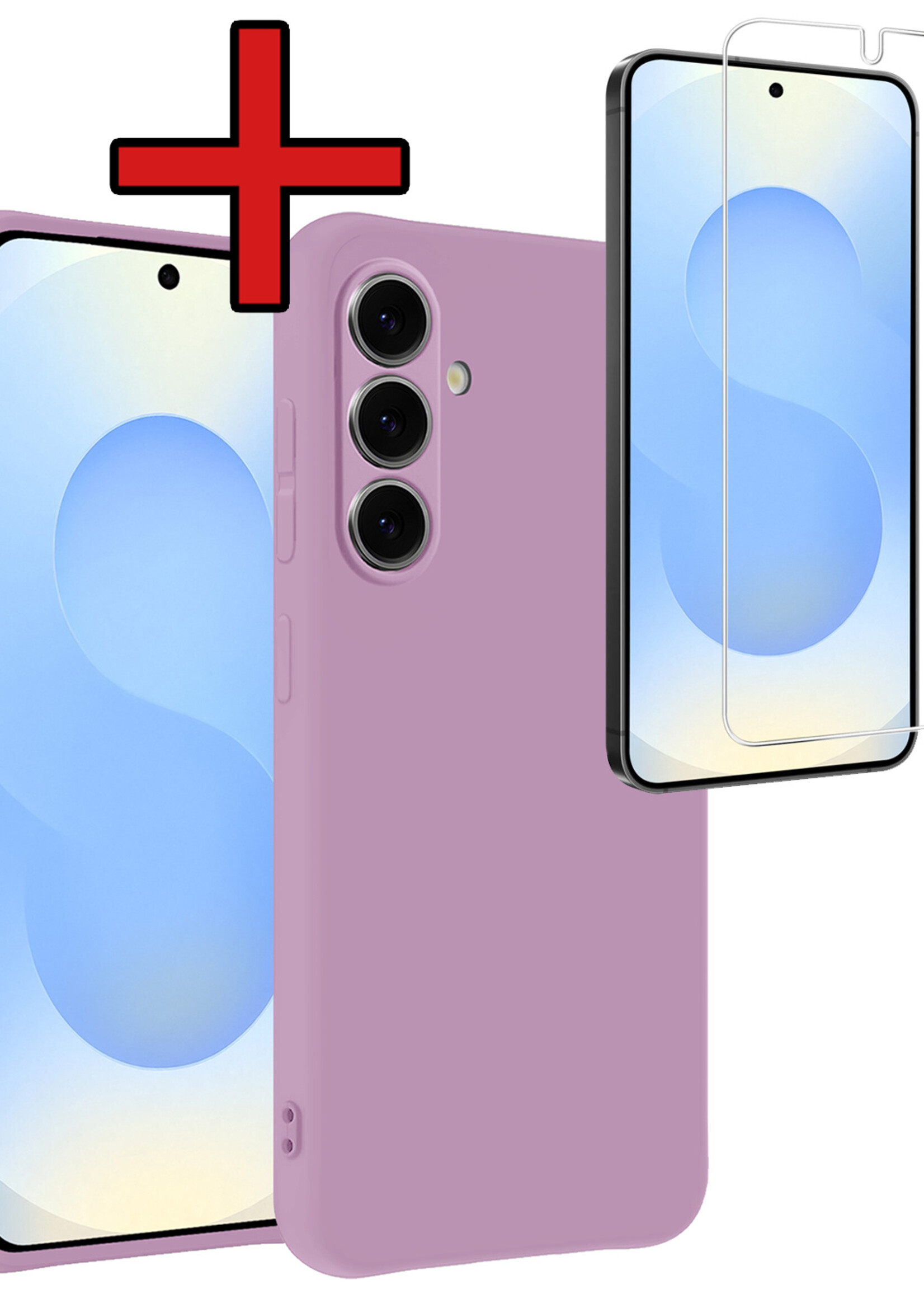 BTH BTH Samsung Galaxy S25 Plus Hoesje Siliconen Met Screenprotector - Lila