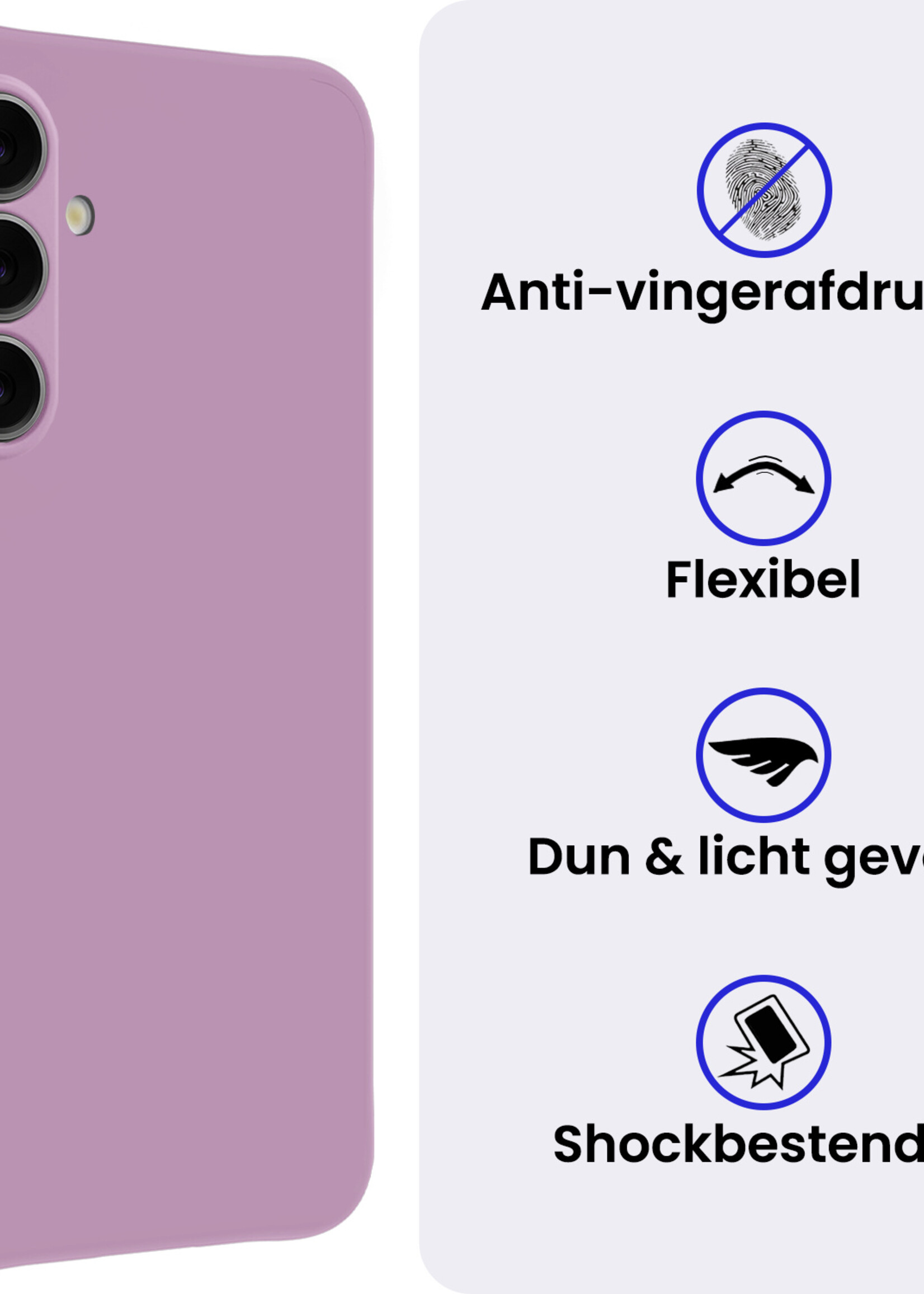 BTH BTH Samsung Galaxy S25 Plus Hoesje Siliconen Met Screenprotector - Lila