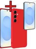 BTH BTH Samsung Galaxy S25 Plus Hoesje Siliconen Met Screenprotector - Rood