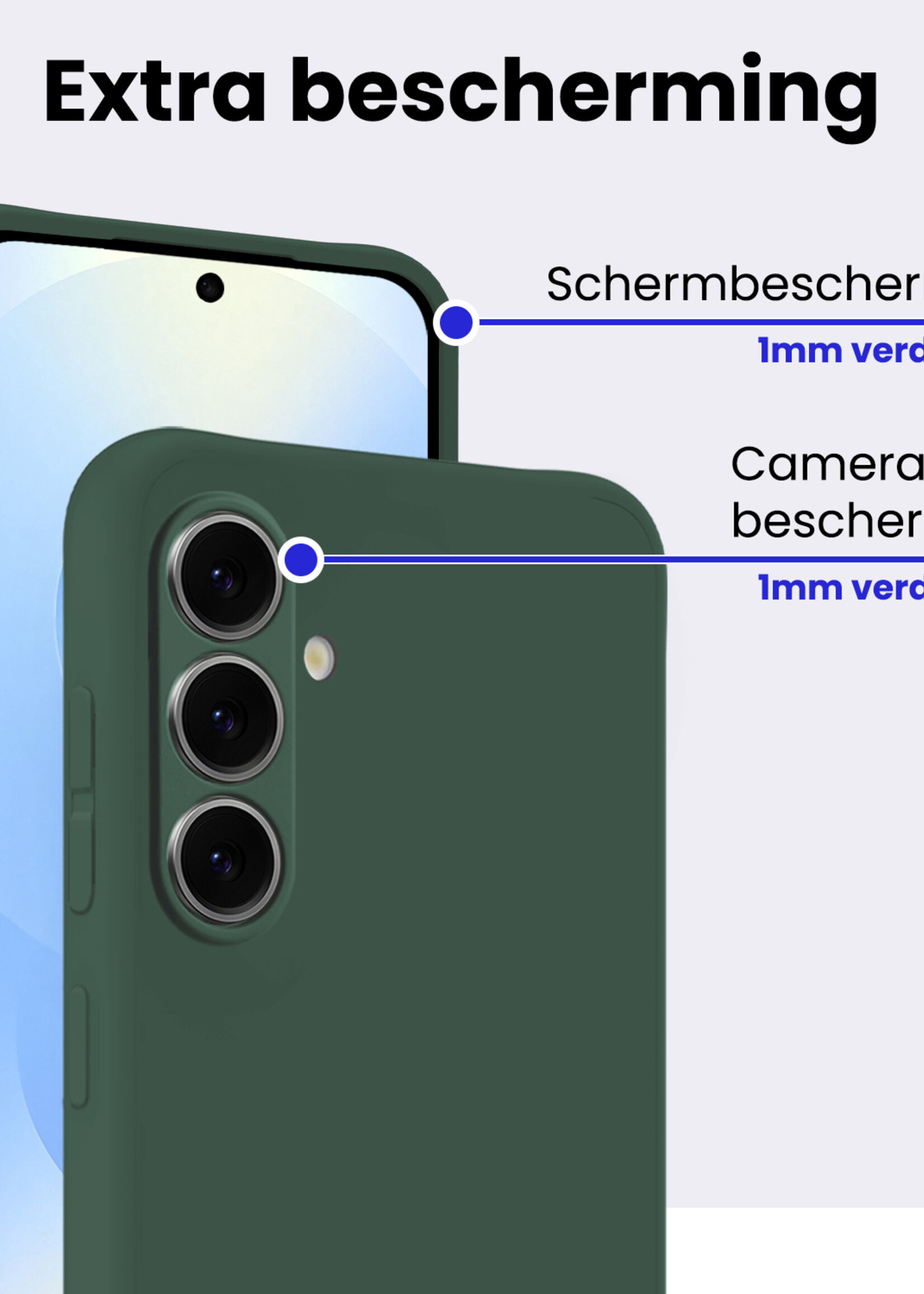 BTH BTH Samsung Galaxy S25 Plus Hoesje Siliconen Met 2x Screenprotector - Donkergroen