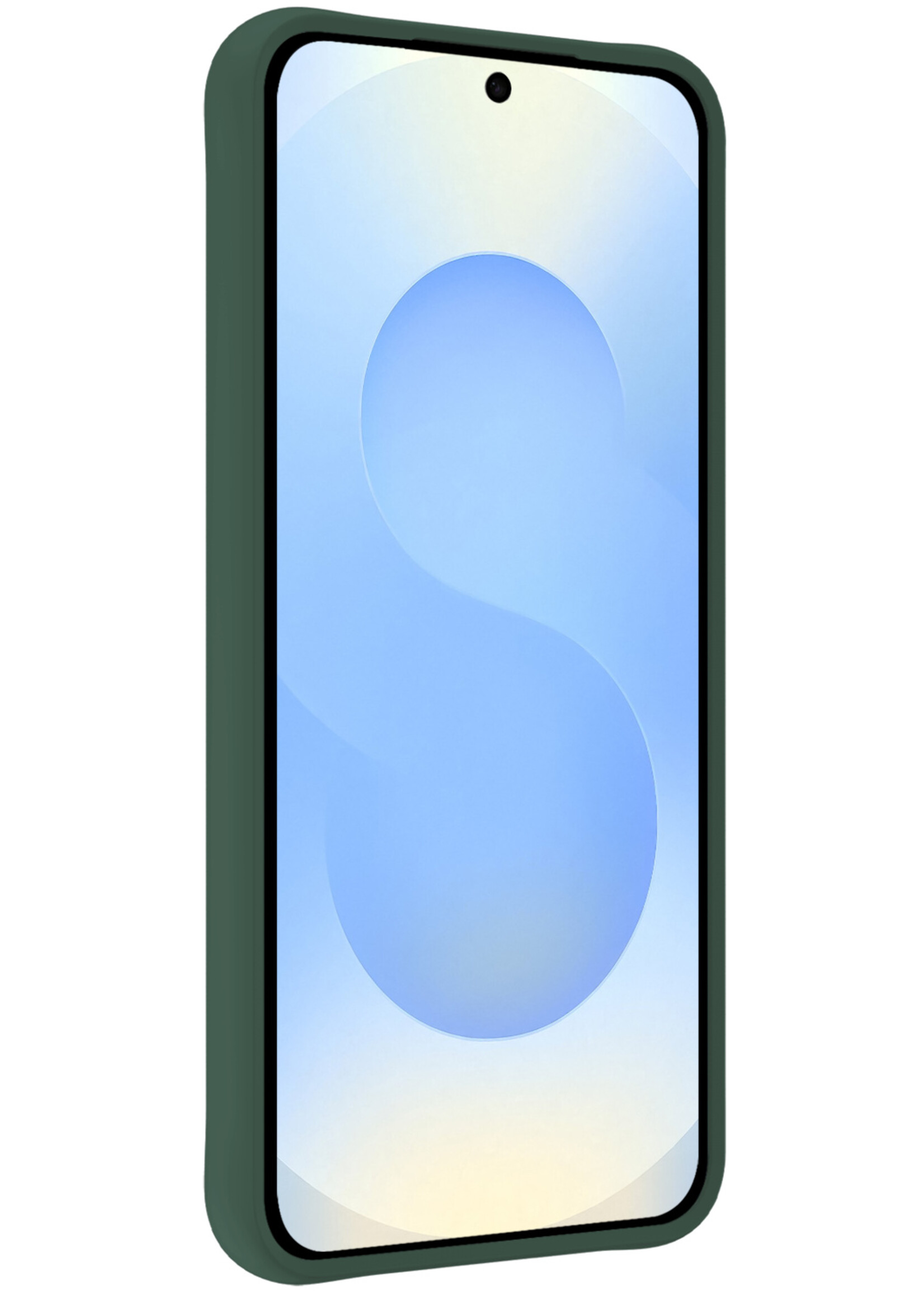 BTH BTH Samsung Galaxy S25 Plus Hoesje Siliconen Met 2x Screenprotector - Donkergroen
