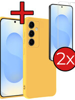 BTH BTH Samsung Galaxy S25 Plus Hoesje Siliconen Met 2x Screenprotector - Geel