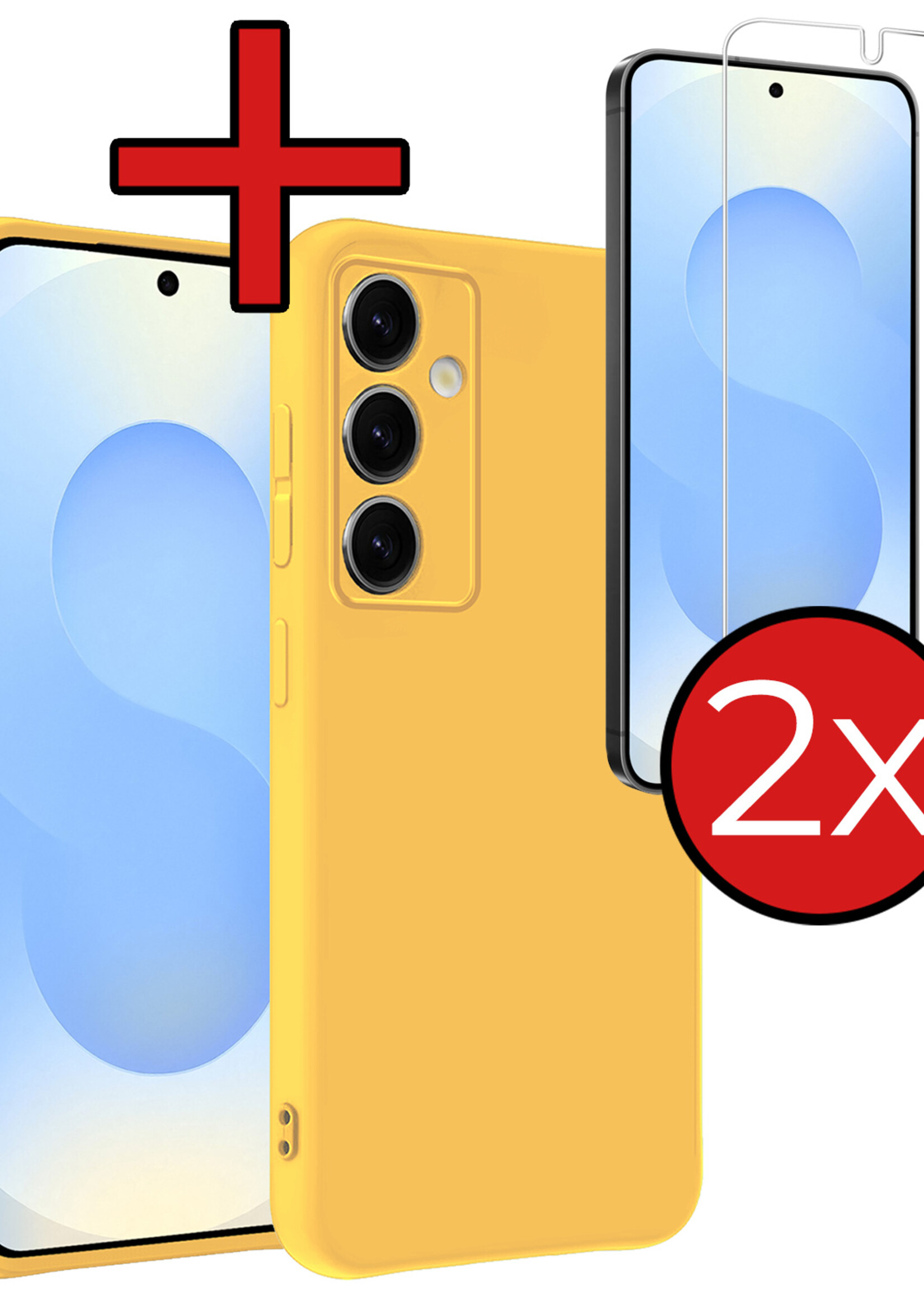 BTH BTH Samsung Galaxy S25 Plus Hoesje Siliconen Met 2x Screenprotector - Geel