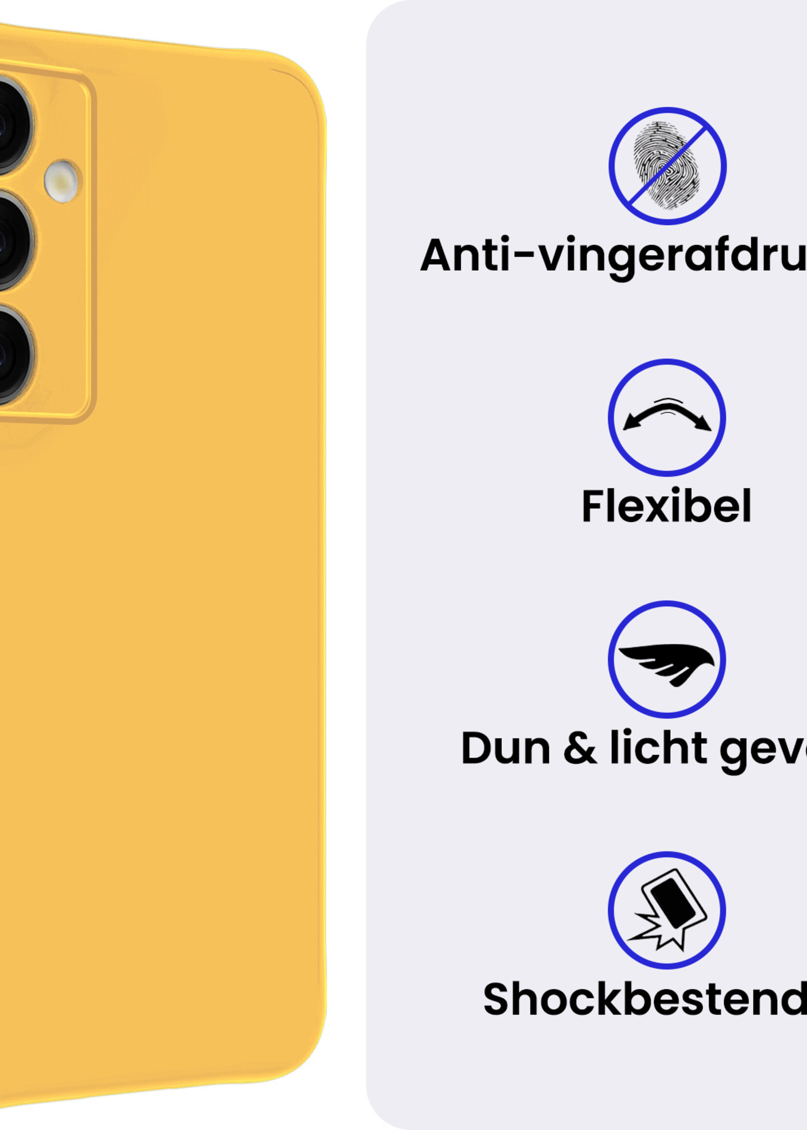 BTH BTH Samsung Galaxy S25 Plus Hoesje Siliconen Met 2x Screenprotector - Geel