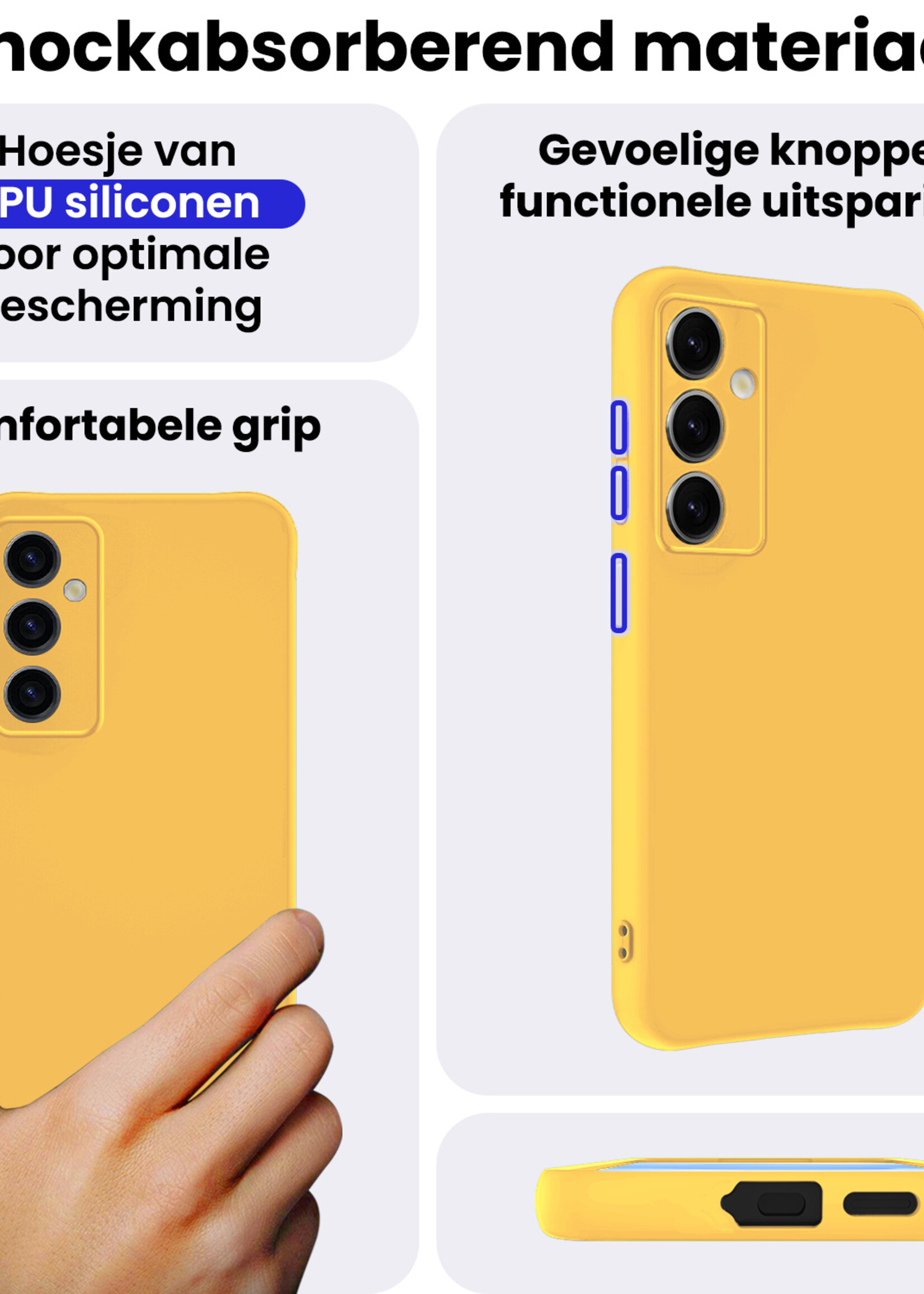 BTH BTH Samsung Galaxy S25 Plus Hoesje Siliconen Met 2x Screenprotector - Geel