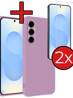 BTH BTH Samsung Galaxy S25 Plus Hoesje Siliconen Met 2x Screenprotector - Lila