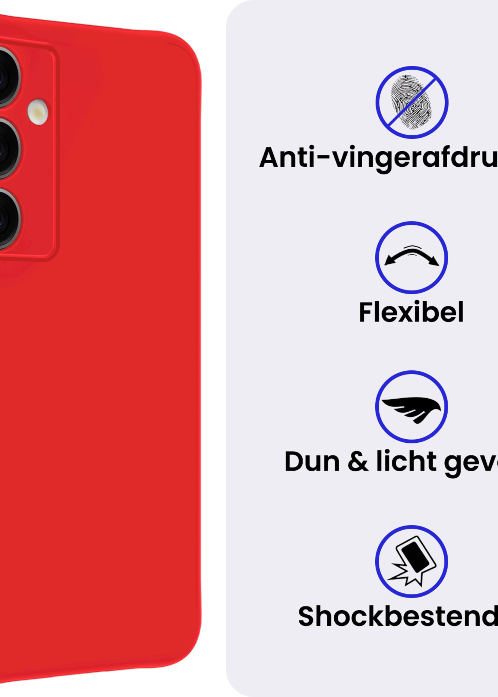 BTH BTH Samsung Galaxy S25 Plus Hoesje Siliconen Met 2x Screenprotector - Rood