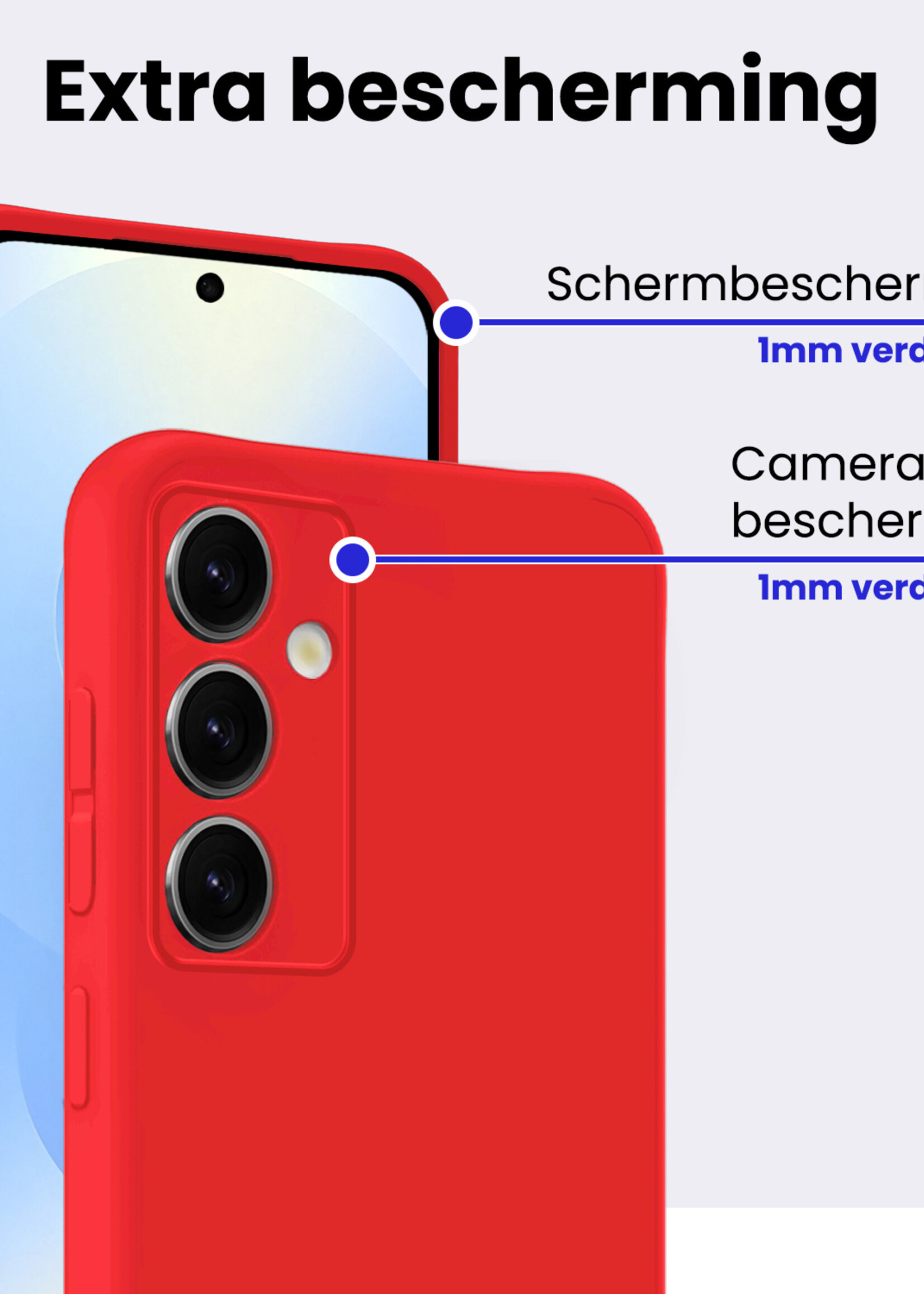 BTH BTH Samsung Galaxy S25 Plus Hoesje Siliconen Met 2x Screenprotector - Rood