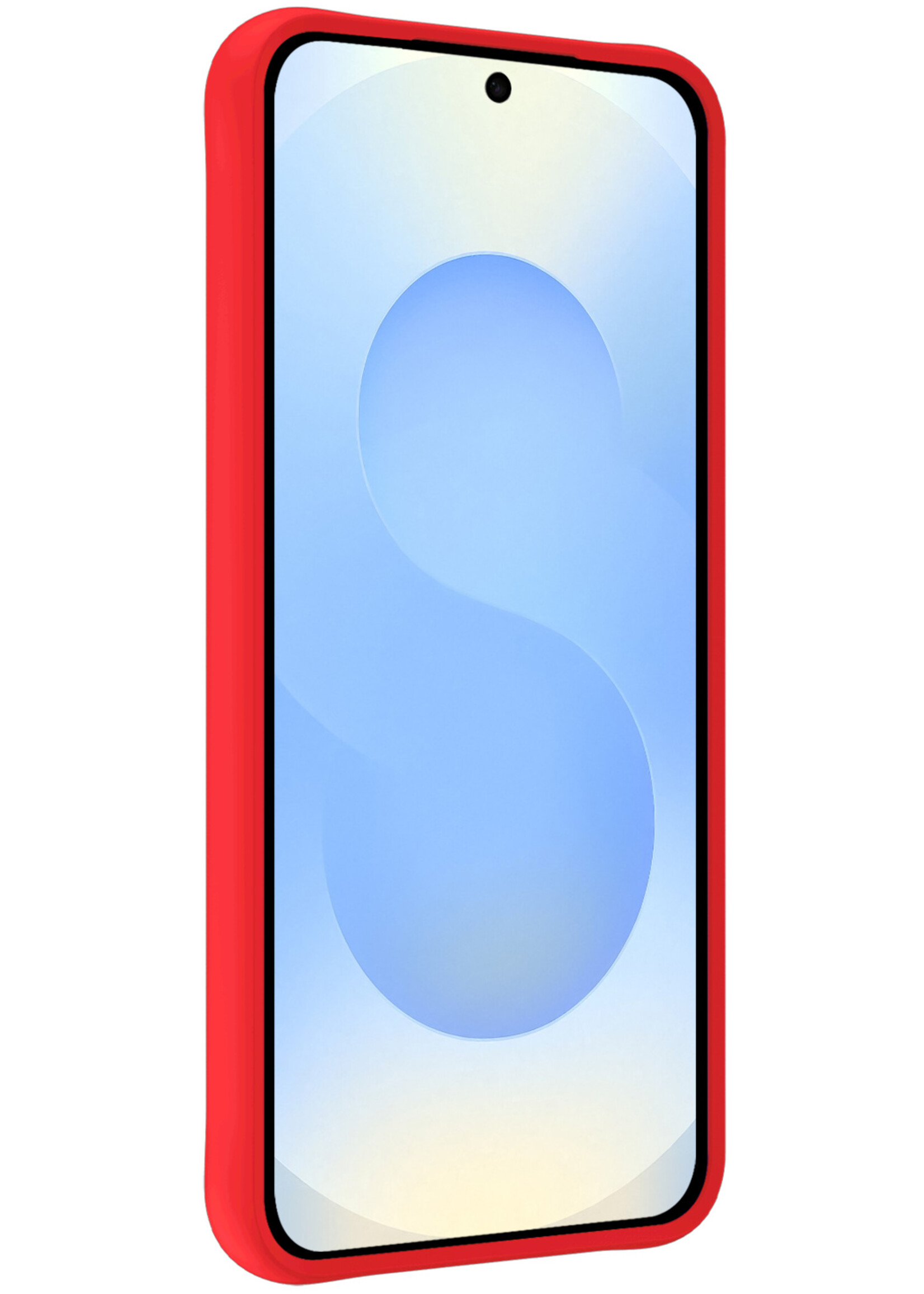 BTH BTH Samsung Galaxy S25 Plus Hoesje Siliconen Met 2x Screenprotector - Rood