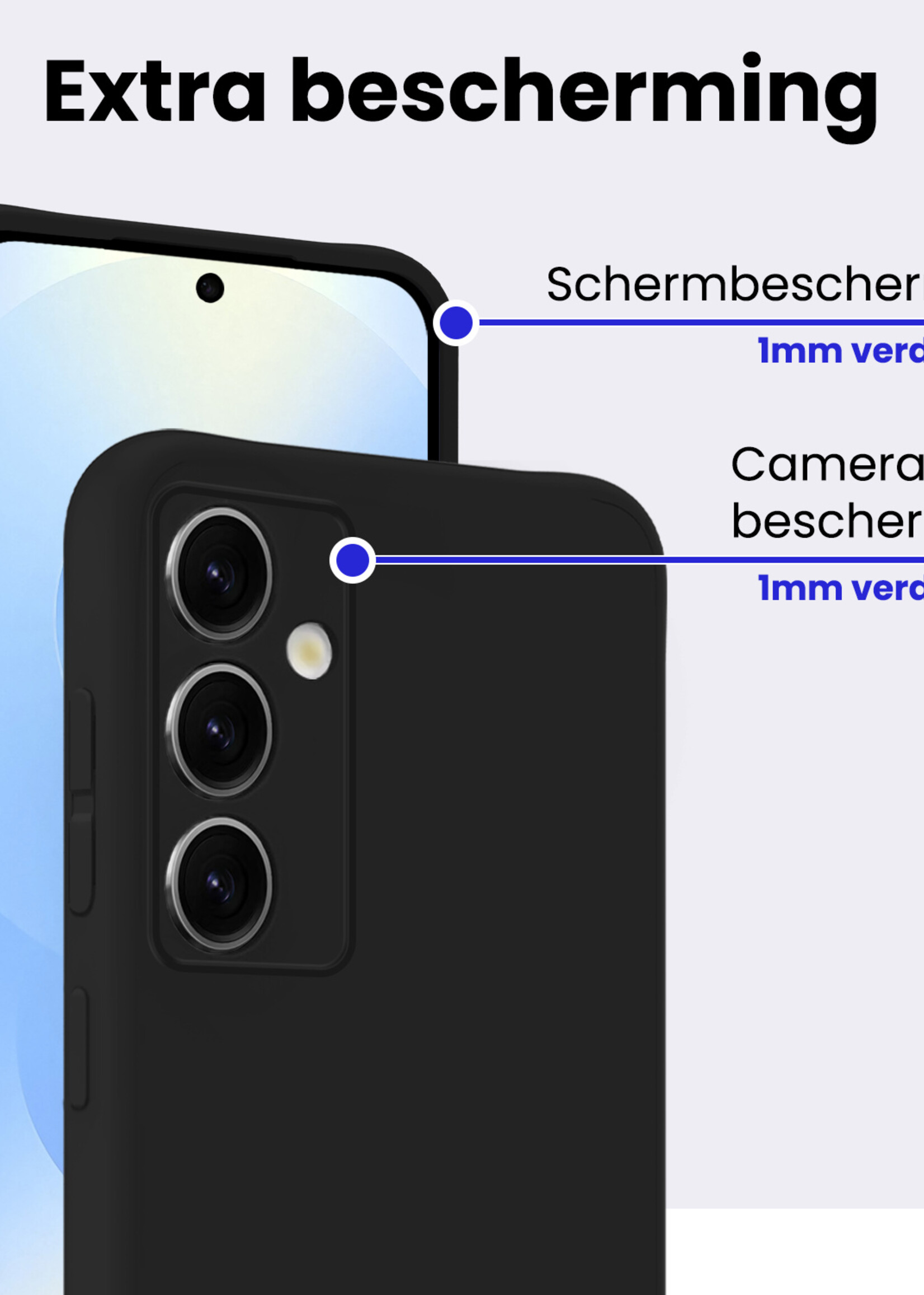 BTH BTH Samsung Galaxy S25 Plus Hoesje Siliconen Met 2x Screenprotector - Zwart