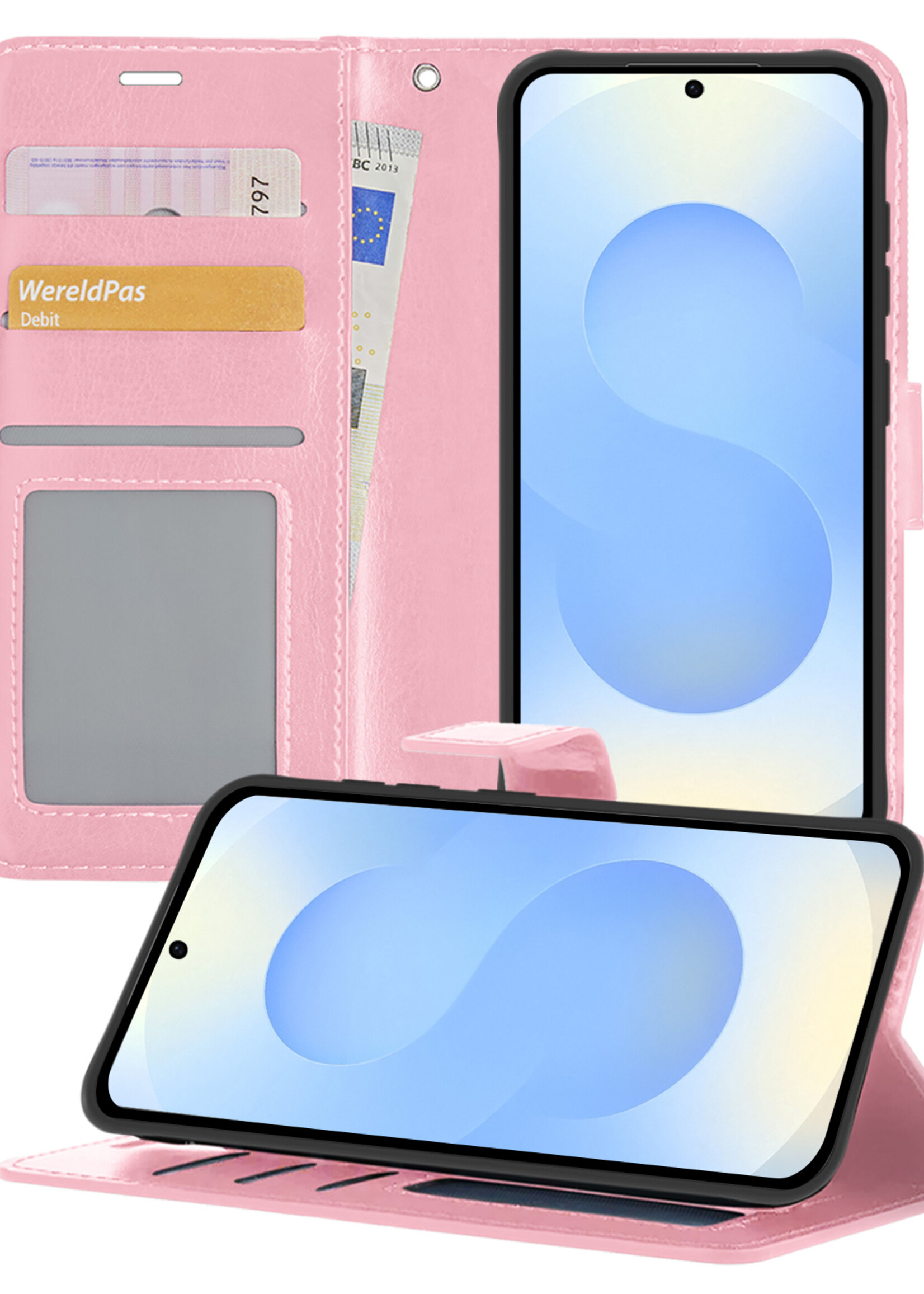 BTH BTH Samsung Galaxy S25 Plus Hoesje Bookcase - Lichtroze