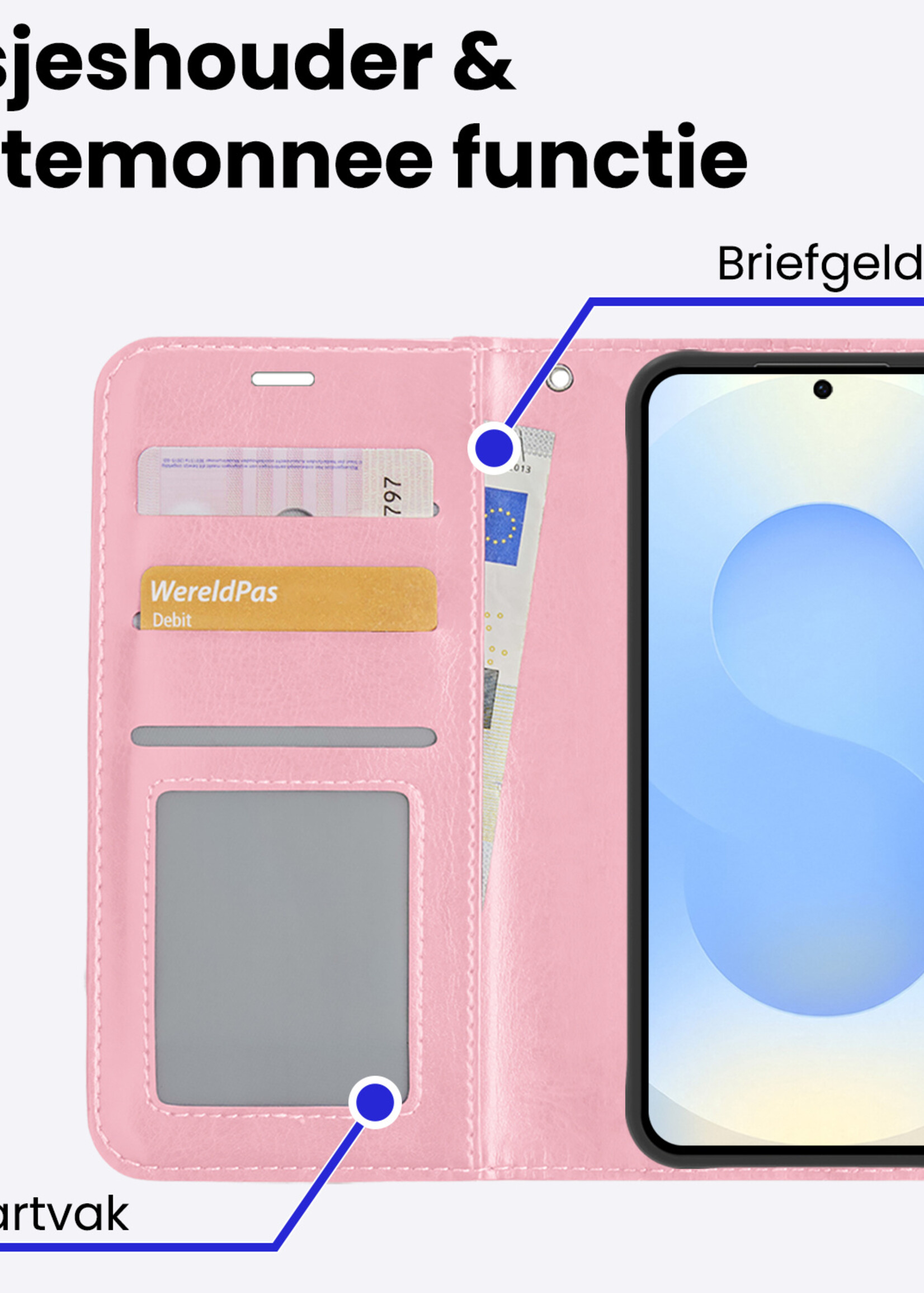 BTH BTH Samsung Galaxy S25 Plus Hoesje Bookcase - Lichtroze