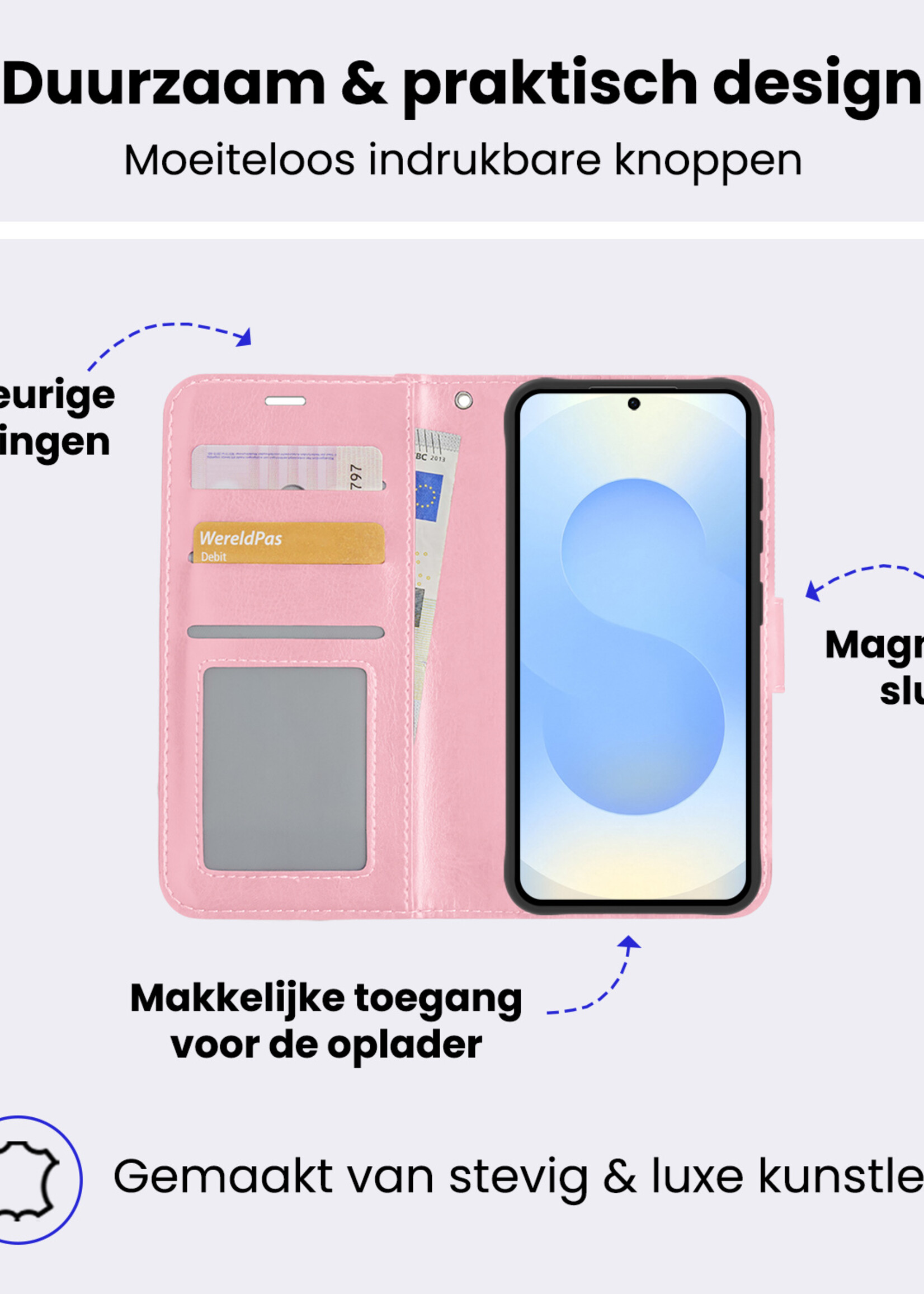 BTH BTH Samsung Galaxy S25 Plus Hoesje Bookcase - Lichtroze