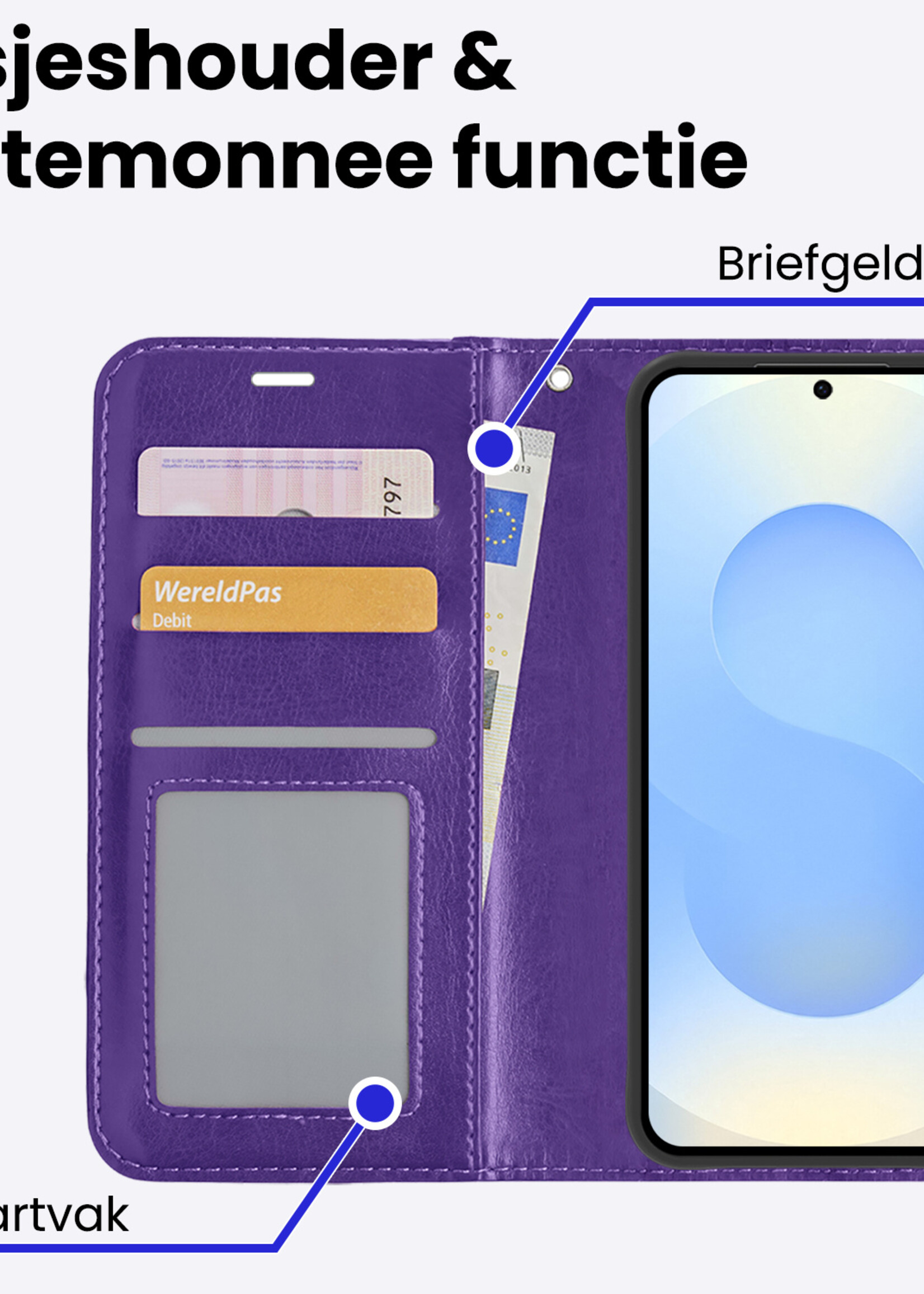 BTH BTH Samsung Galaxy S25 Plus Hoesje Bookcase - Paars