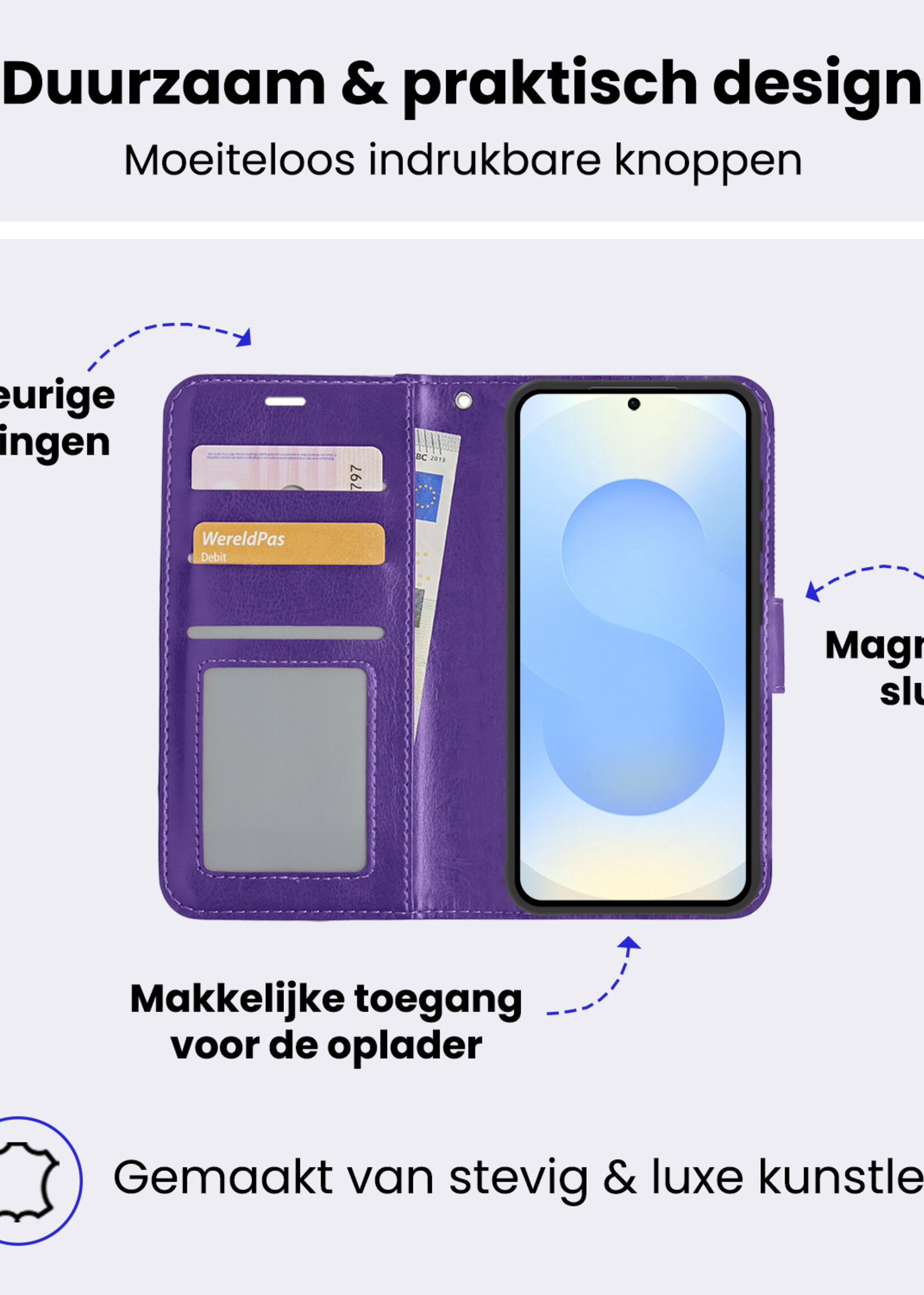 BTH BTH Samsung Galaxy S25 Plus Hoesje Bookcase - Paars