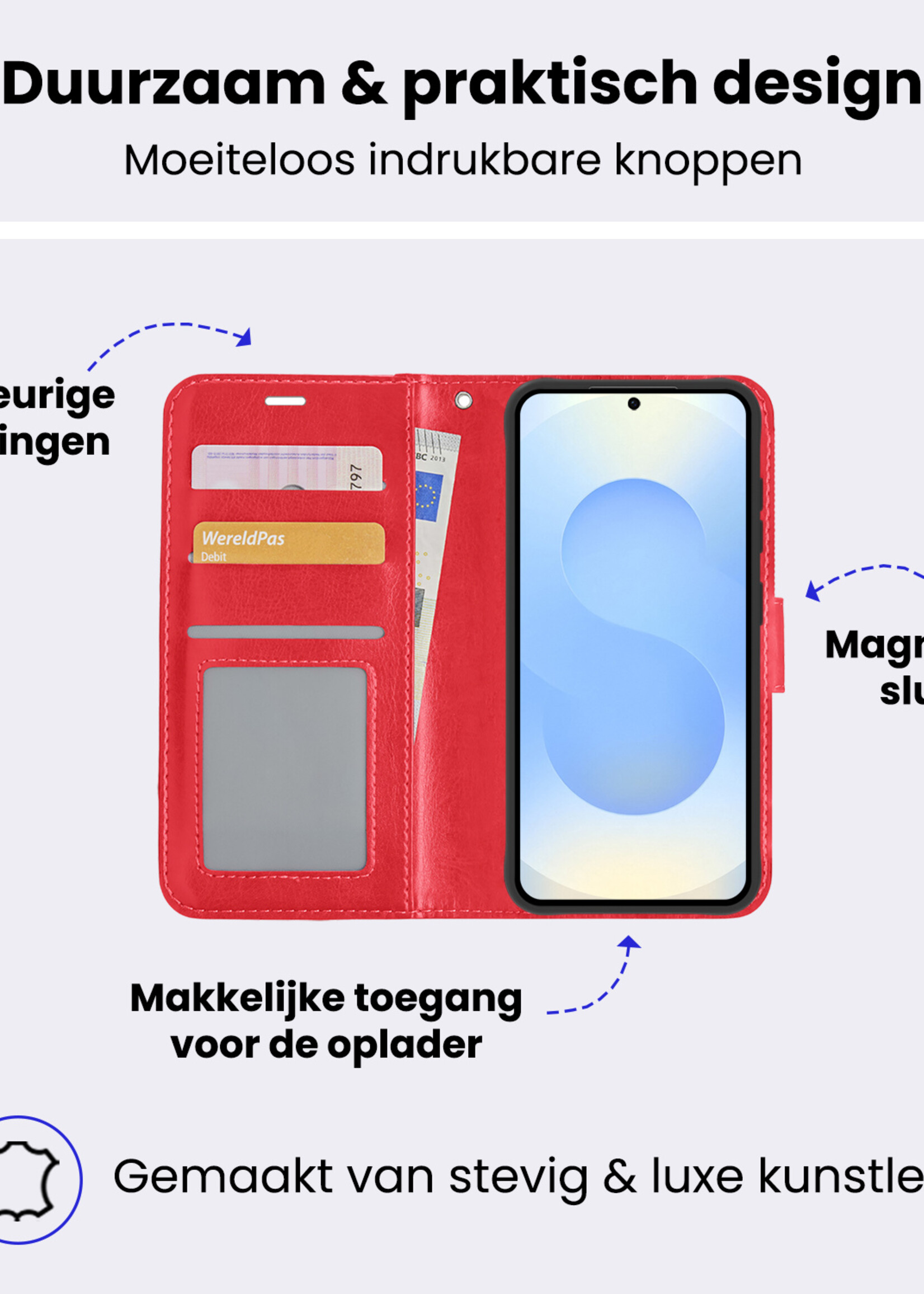 BTH BTH Samsung Galaxy S25 Plus Hoesje Bookcase - Rood