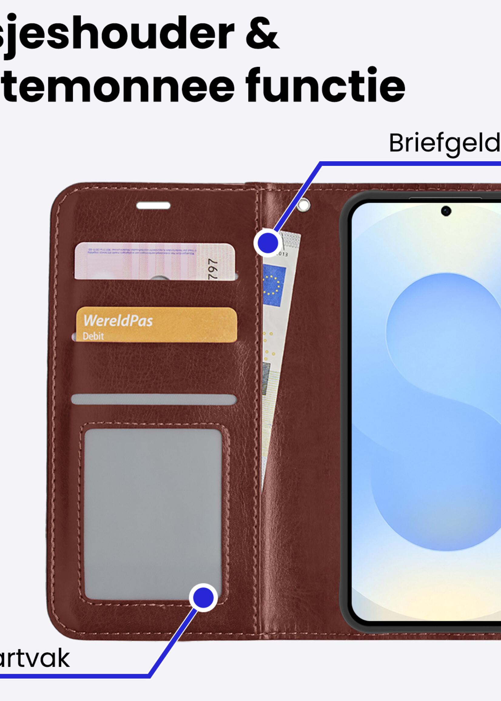 BTH BTH Samsung Galaxy S25 Plus Hoesje Bookcase Met Screenprotector - Bruin