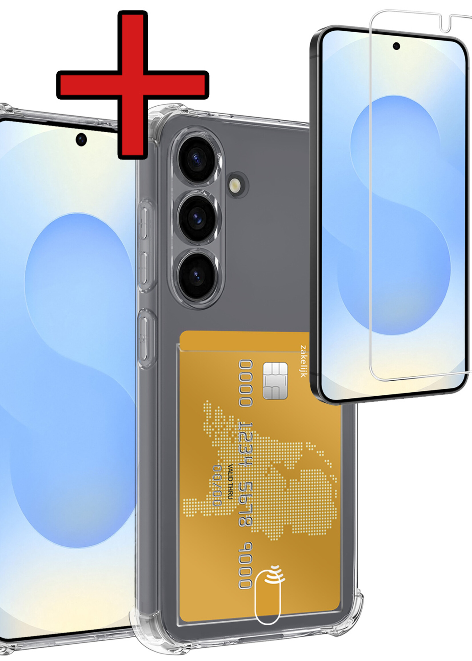BTH BTH Samsung Galaxy S25 Plus Hoesje Pashouder Met Screenprotector