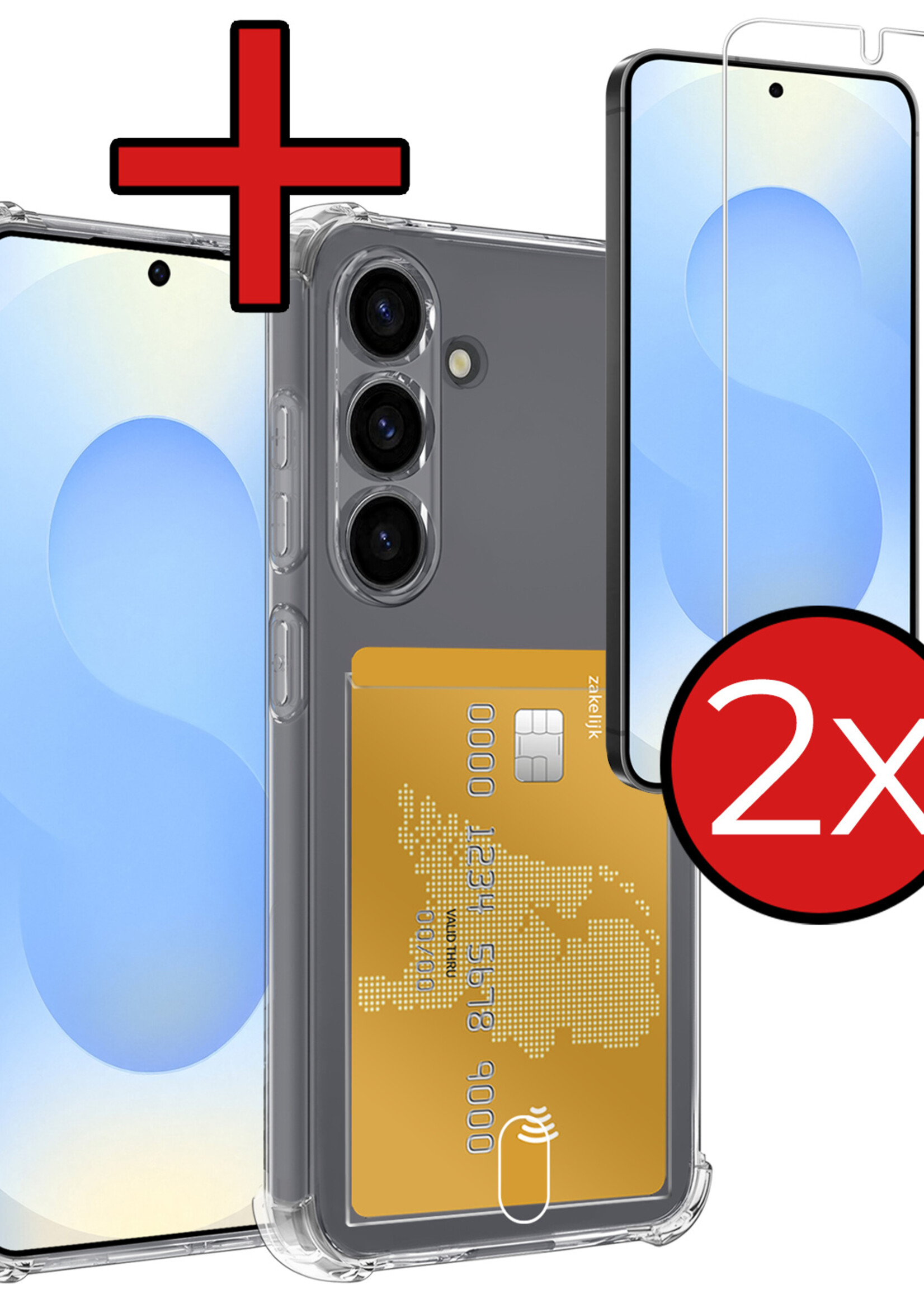 BTH BTH Samsung Galaxy S25 Plus Hoesje Pashouder Met 2x Screenprotector