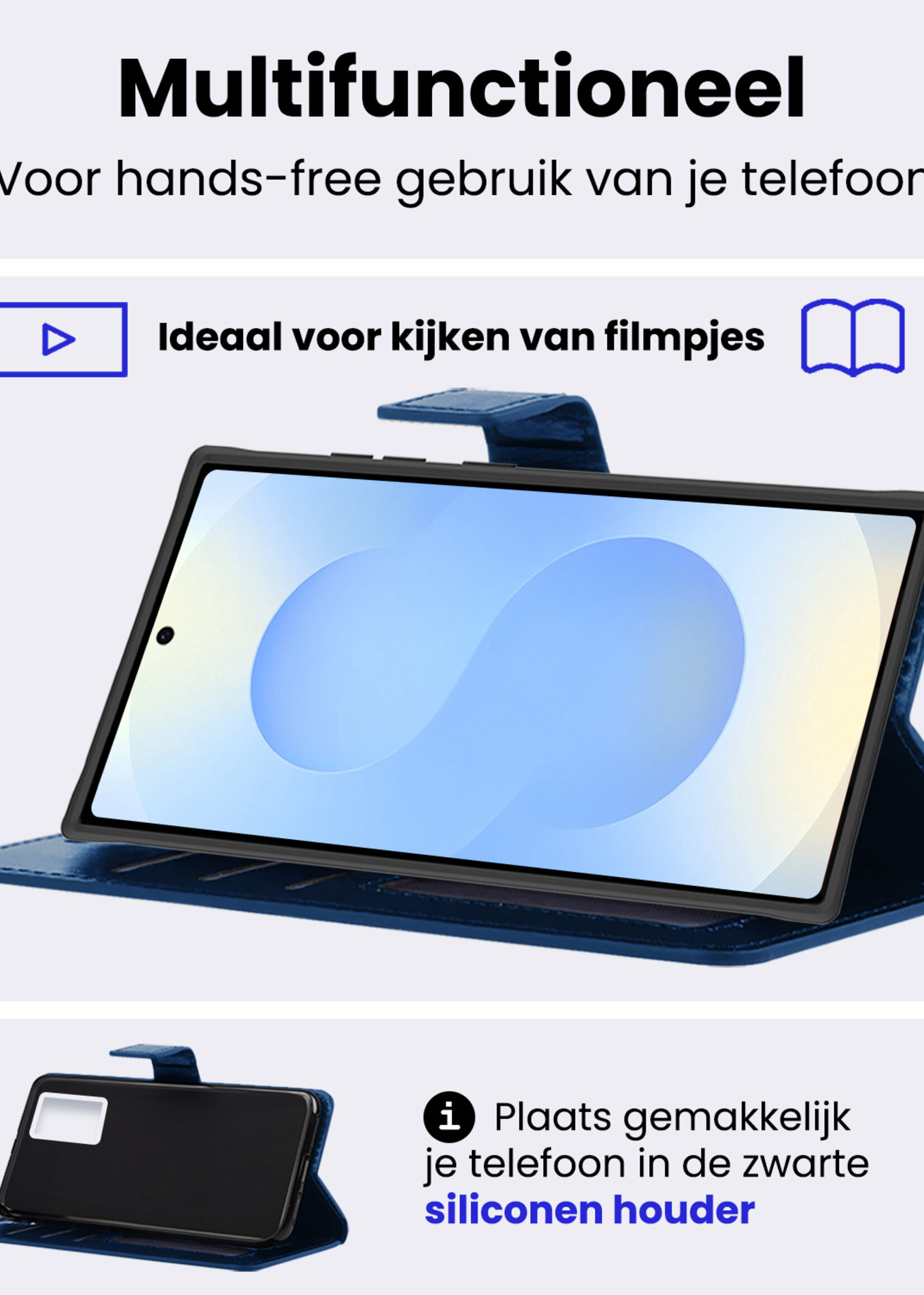 BTH BTH Samsung Galaxy S25 Ultra Hoesje Bookcase - Donkerblauw