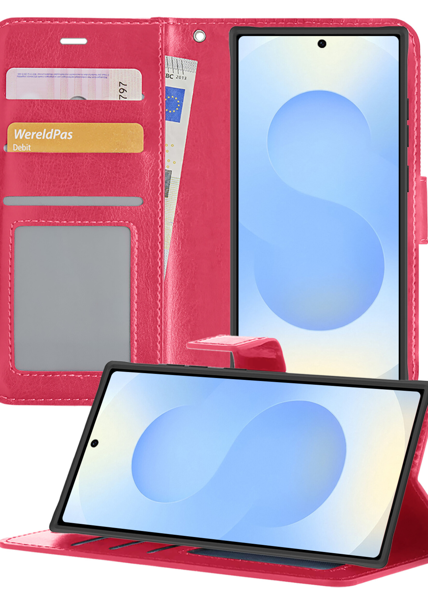 BTH BTH Samsung Galaxy S25 Ultra Hoesje Bookcase - Donkerroze