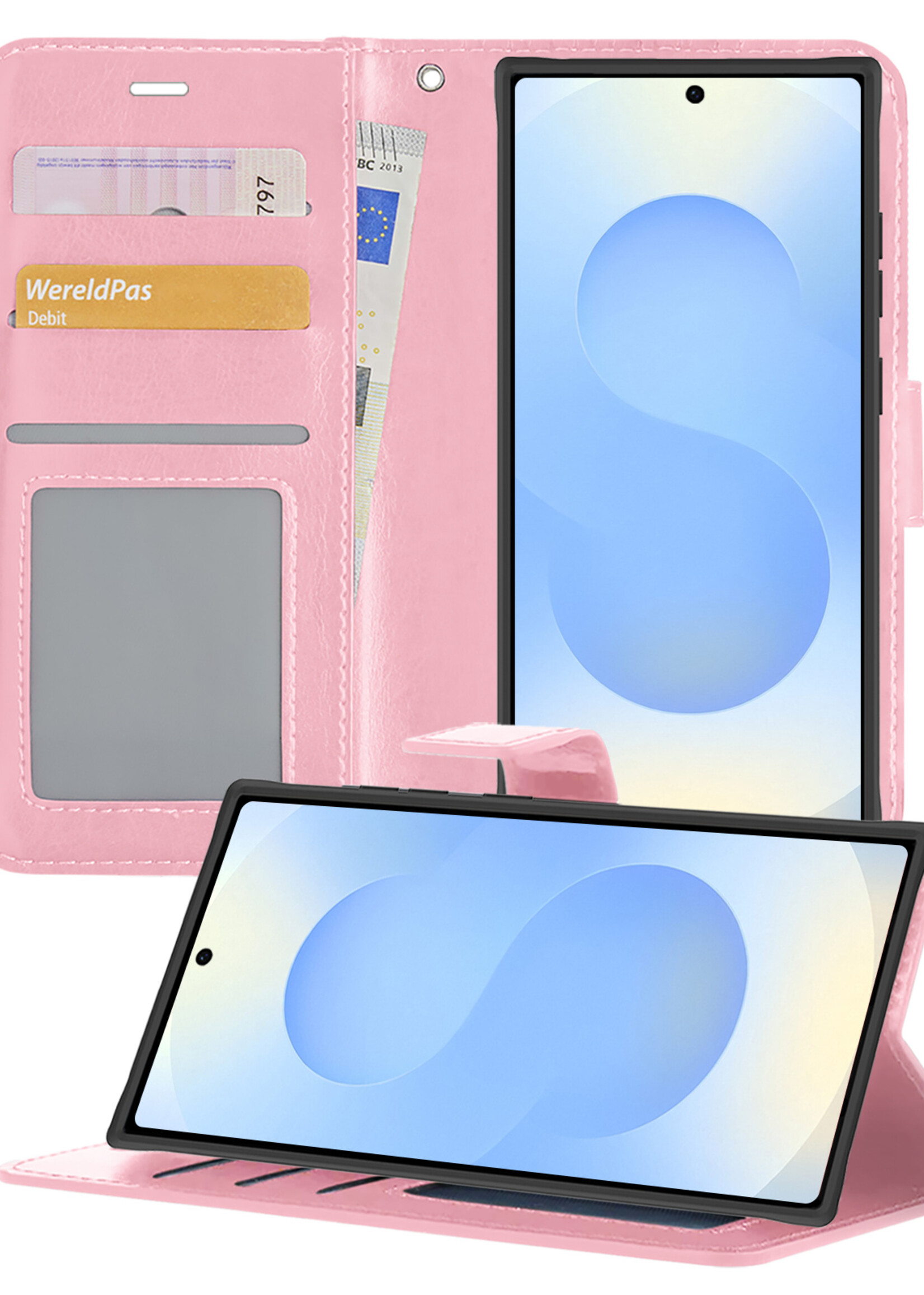 BTH BTH Samsung Galaxy S25 Ultra Hoesje Bookcase - Lichtroze