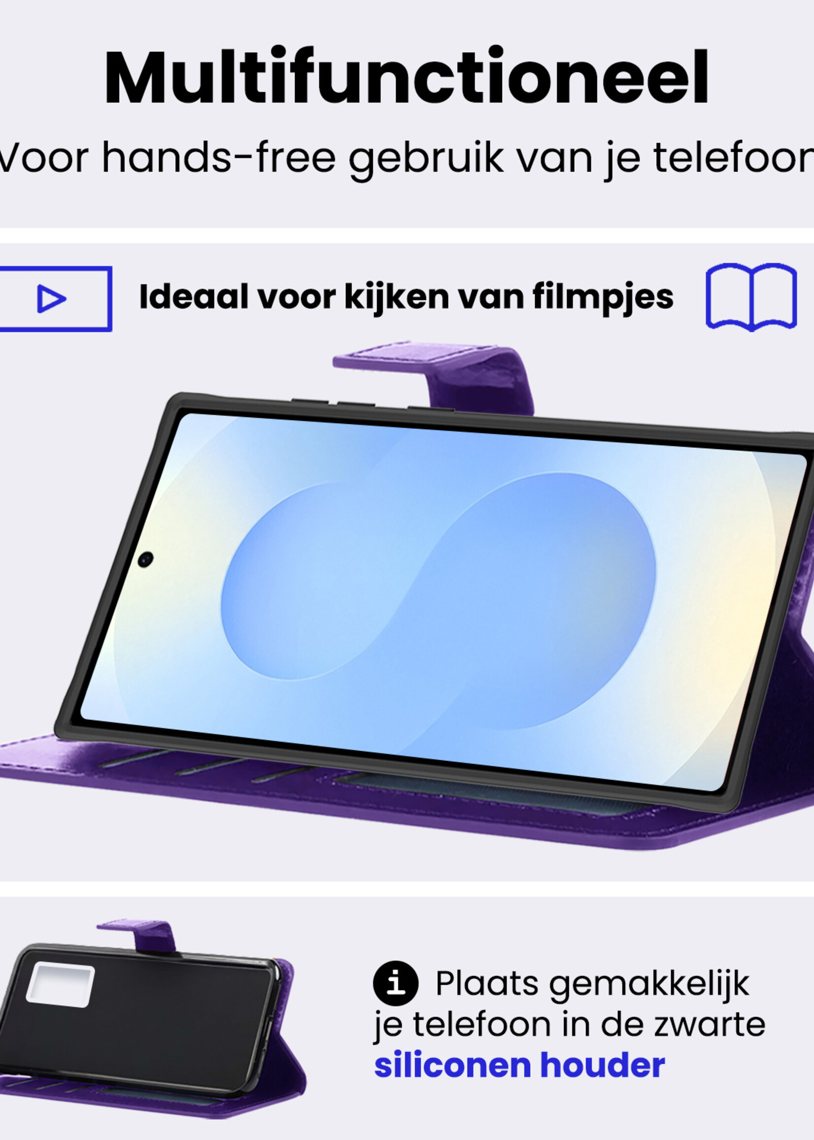 BTH BTH Samsung Galaxy S25 Ultra Hoesje Bookcase - Paars