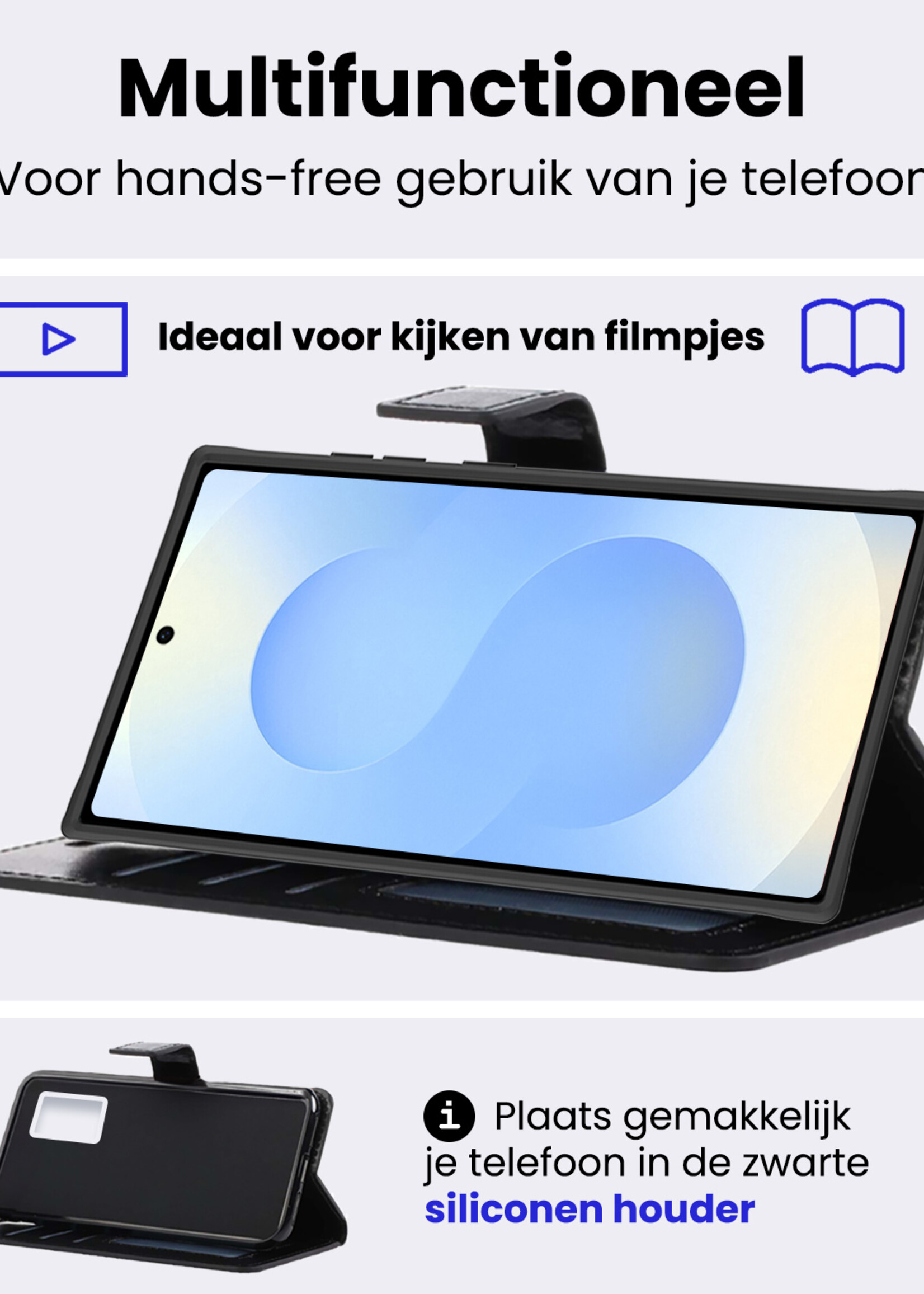 BTH BTH Samsung Galaxy S25 Ultra Hoesje Bookcase - Zwart