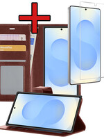 BTH BTH Samsung Galaxy S25 Ultra Hoesje Bookcase Met Screenprotector - Bruin