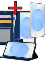 BTH BTH Samsung Galaxy S25 Ultra Hoesje Bookcase Met Screenprotector - Donkerblauw
