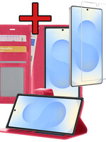BTH BTH Samsung Galaxy S25 Ultra Hoesje Bookcase Met Screenprotector - Donkerroze