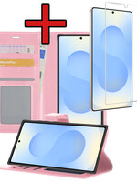 BTH BTH Samsung Galaxy S25 Ultra Hoesje Bookcase Met Screenprotector - Lichtroze