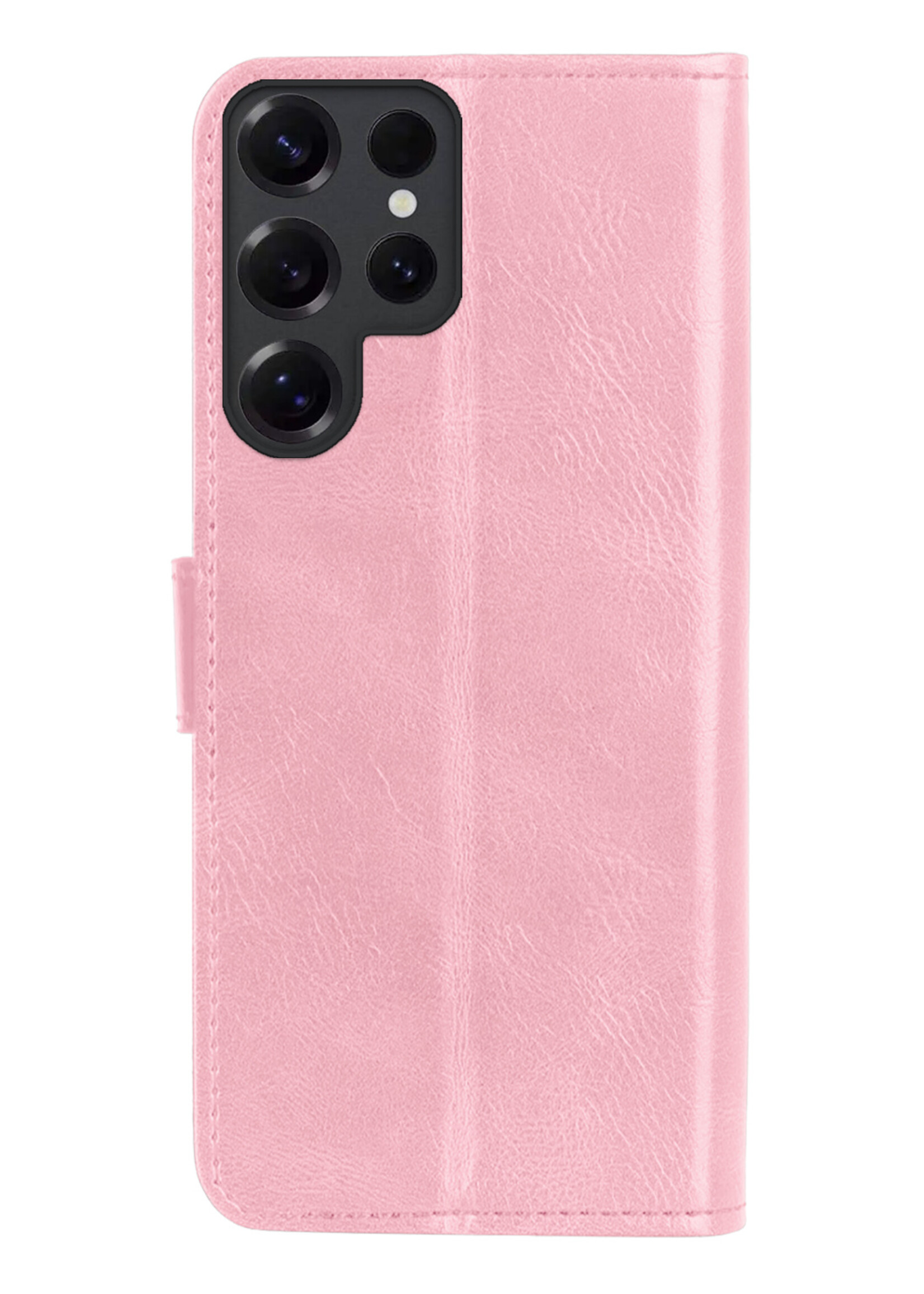 BTH BTH Samsung Galaxy S25 Ultra Hoesje Bookcase Met Screenprotector - Lichtroze