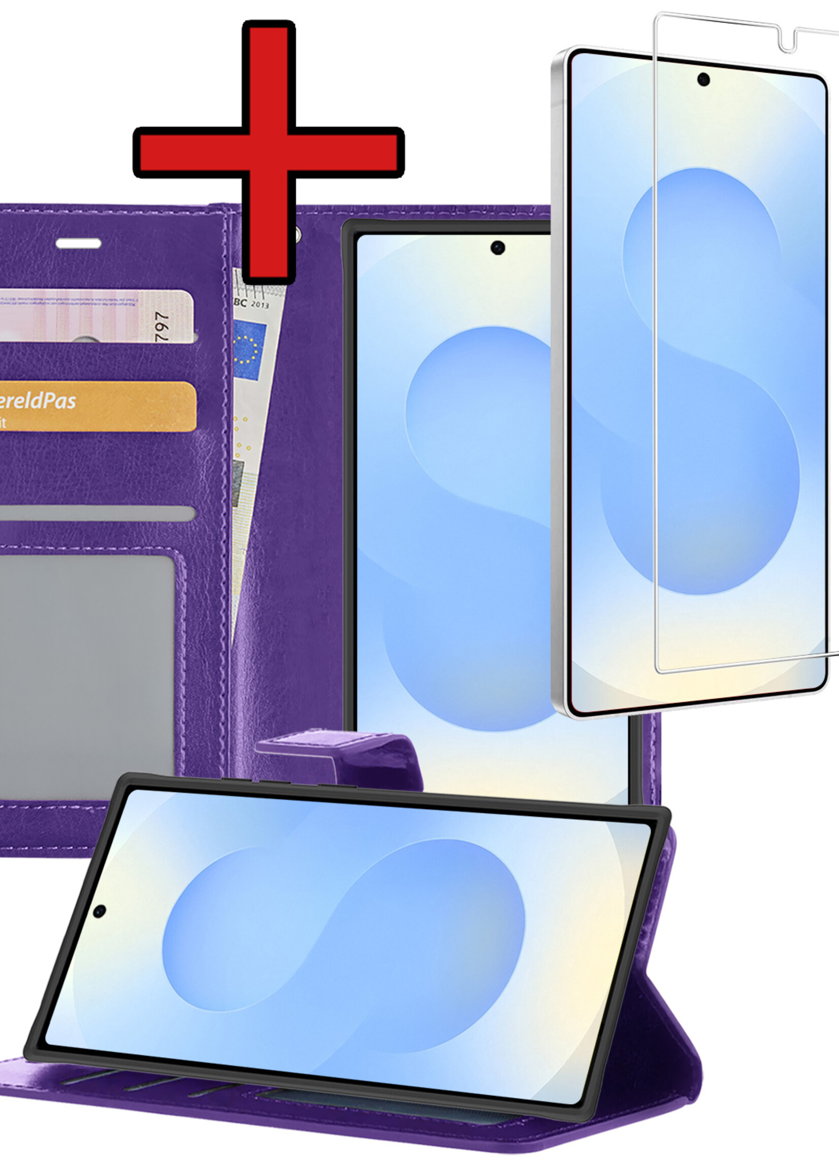 BTH BTH Samsung Galaxy S25 Ultra Hoesje Bookcase Met Screenprotector - Paars
