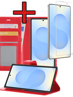BTH BTH Samsung Galaxy S25 Ultra Hoesje Bookcase Met Screenprotector - Rood