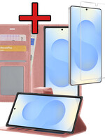 BTH BTH Samsung Galaxy S25 Ultra Hoesje Bookcase Met Screenprotector - Rose Goud