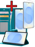 BTH BTH Samsung Galaxy S25 Ultra Hoesje Bookcase Met Screenprotector - Turquoise